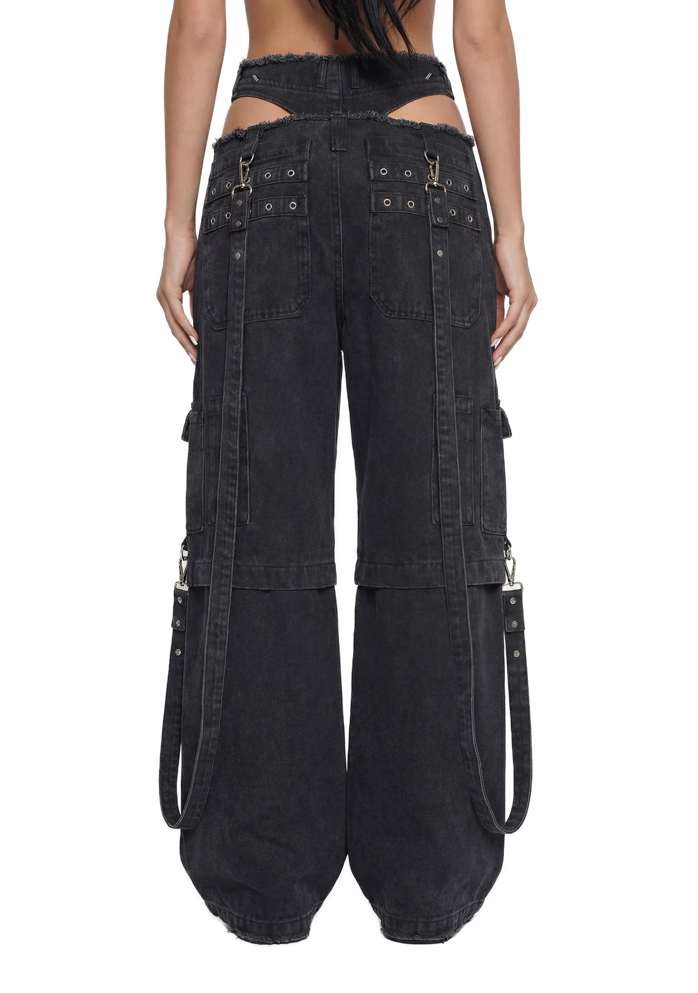 Cargo Denim Panty Trousers - Black - Image 4