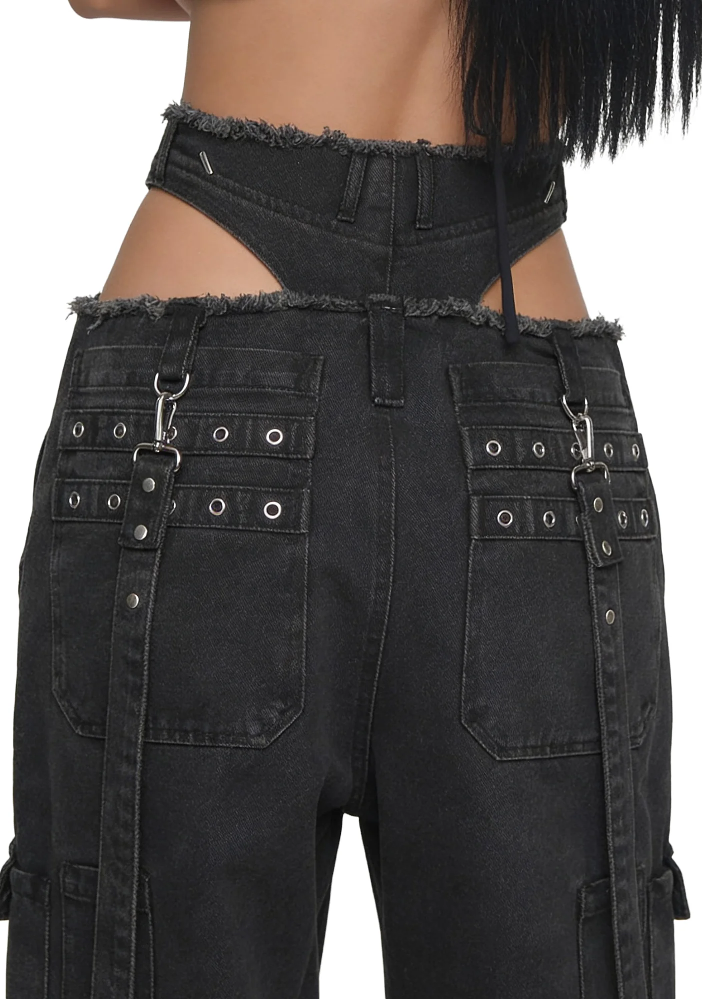 Cargo Denim Panty Trousers - Black - Image 5