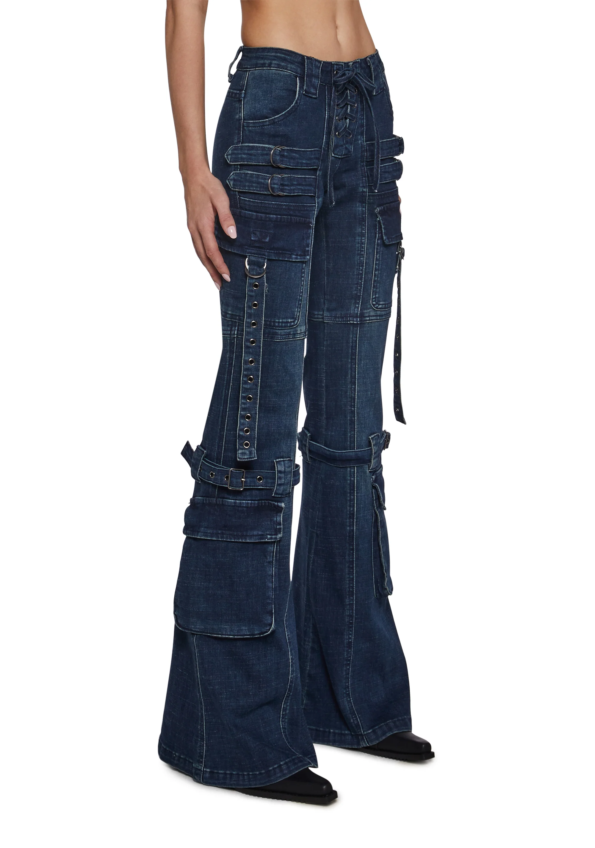 Level Up Cargo Fitted Jeans - Blue - Image 3