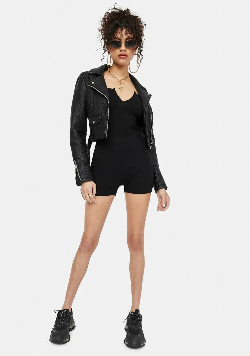 Casual Cutie Notched V-Neck Tank Romper - Image 3