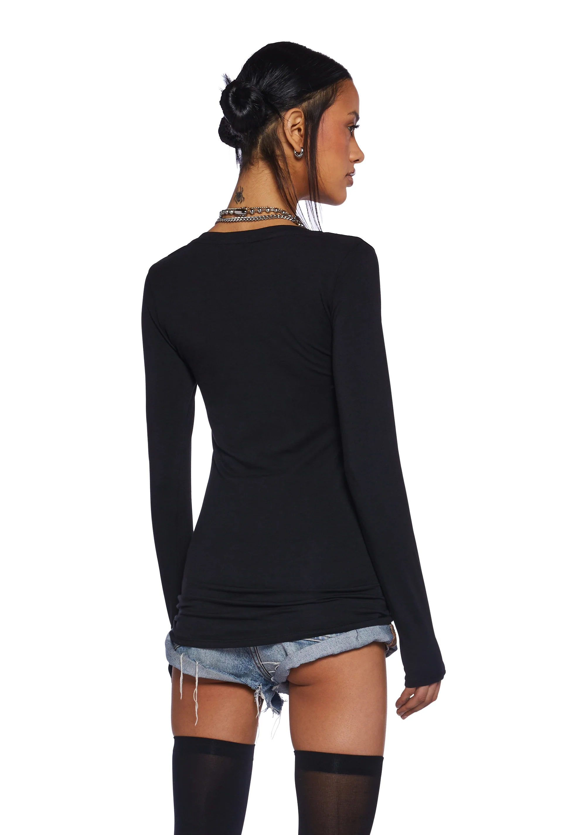 Casual Meetups Long Sleeve Top - Black - Image 4