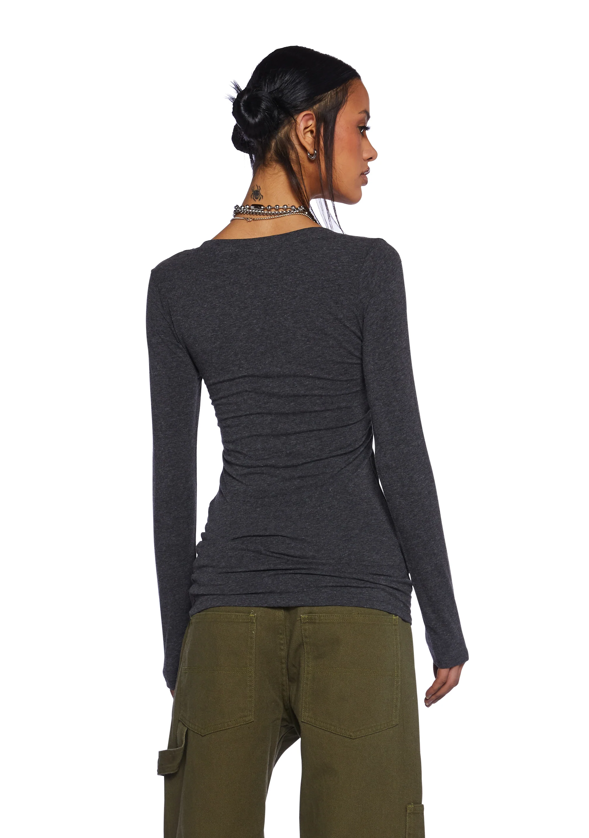 Casual Meetups Long Sleeve Top - Gray - Image 4