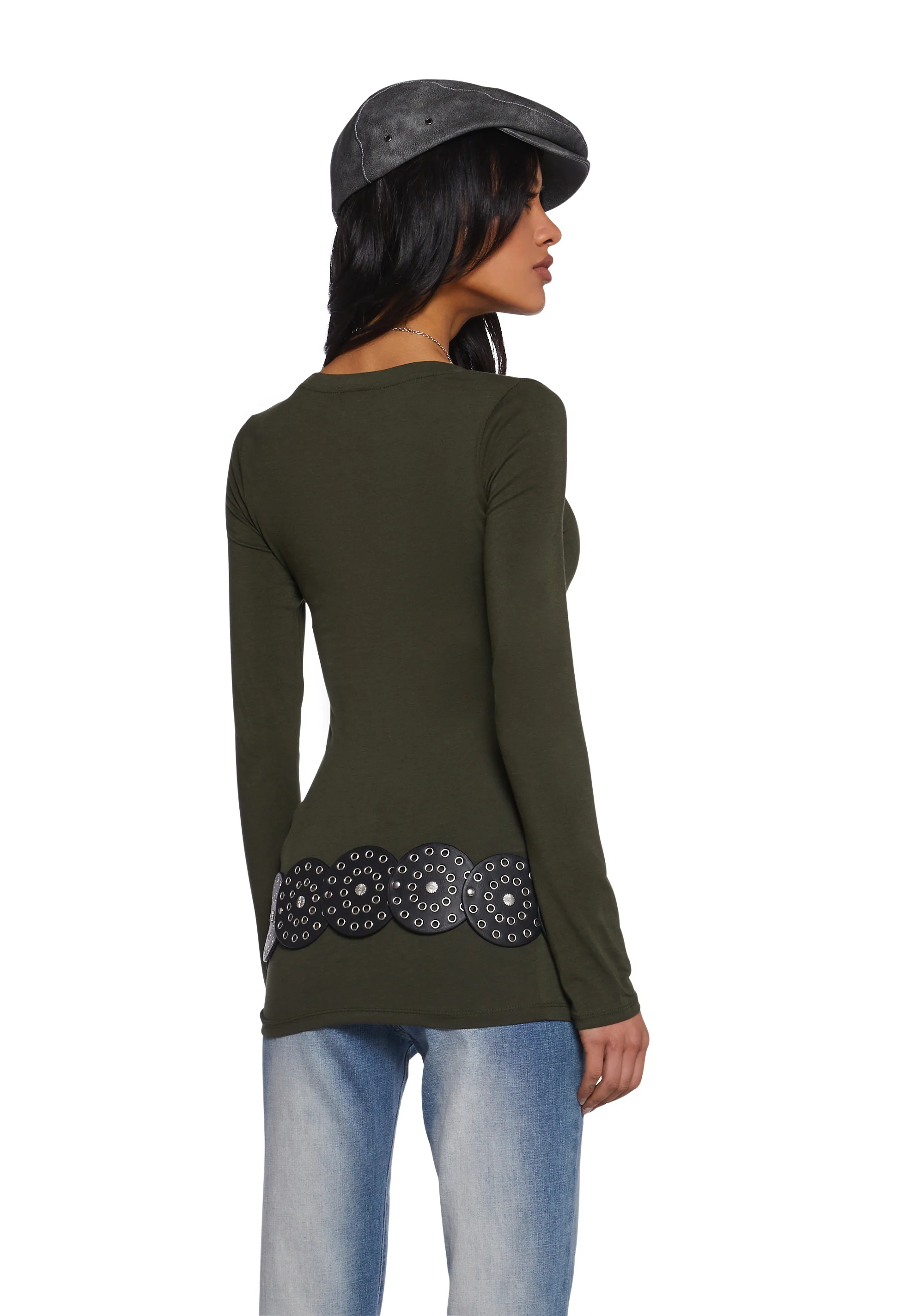 Casual Meetups Long Sleeve Top - Olive - Image 4