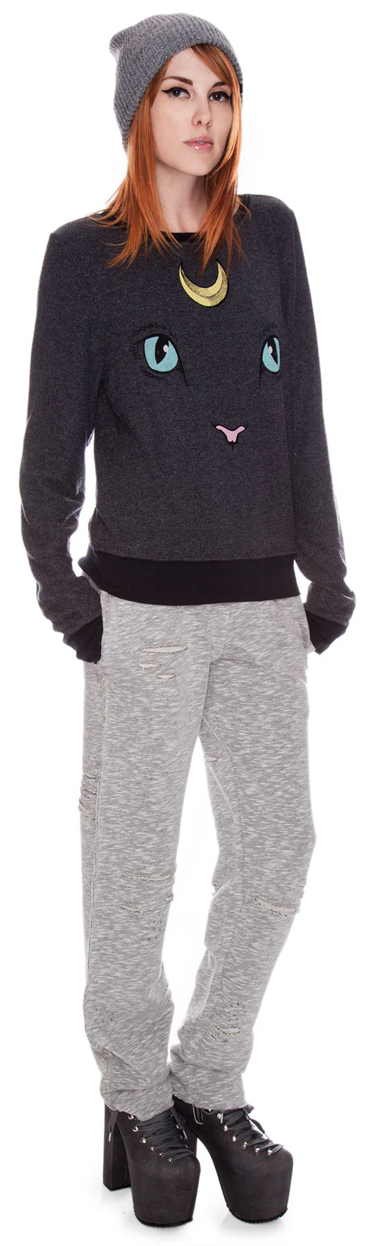 Cat and Moon Baggy Beach Jumper - Image 3