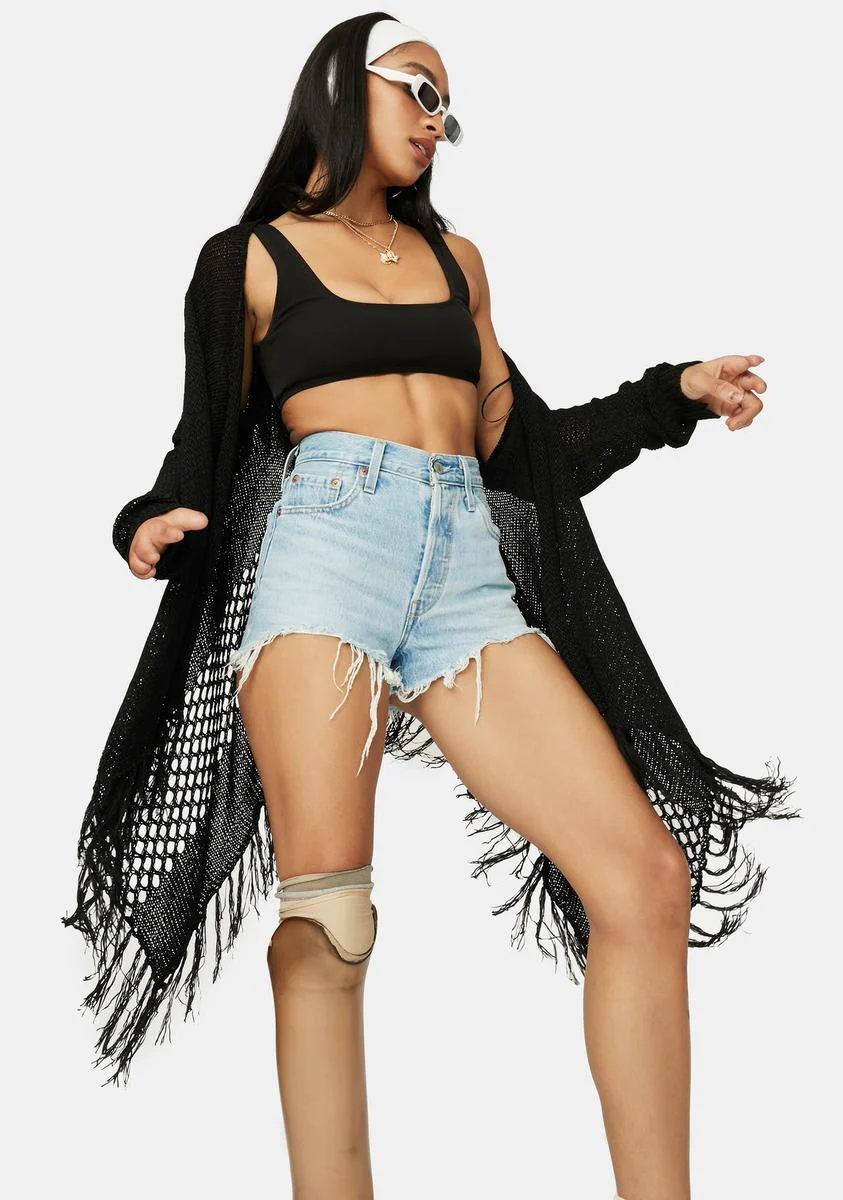 Catch The Wind Open Front Fringe Cardigan - Image 2