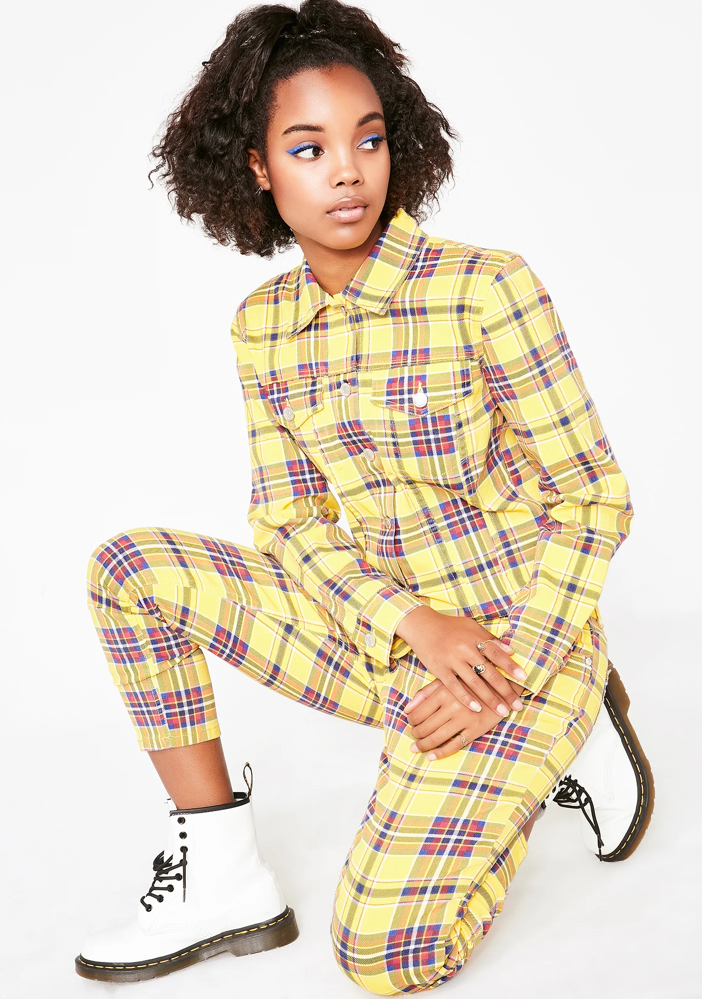 Caution Grunge Gang Plaid Jumpsuit - Image 3