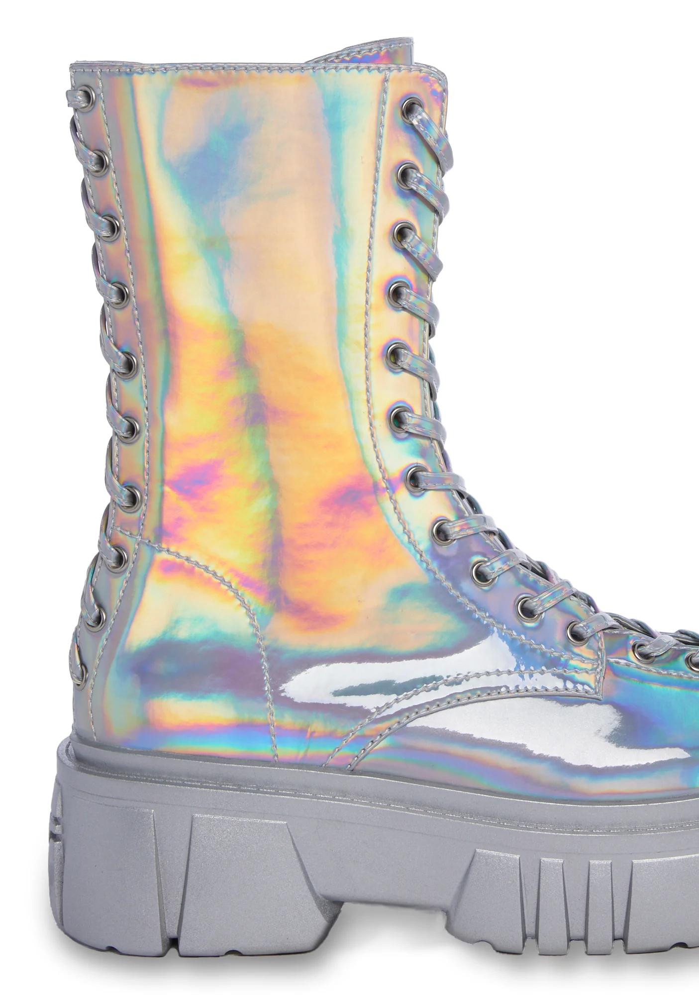 Celestial Candy Holographic Corset Boots - Silver - Image 2