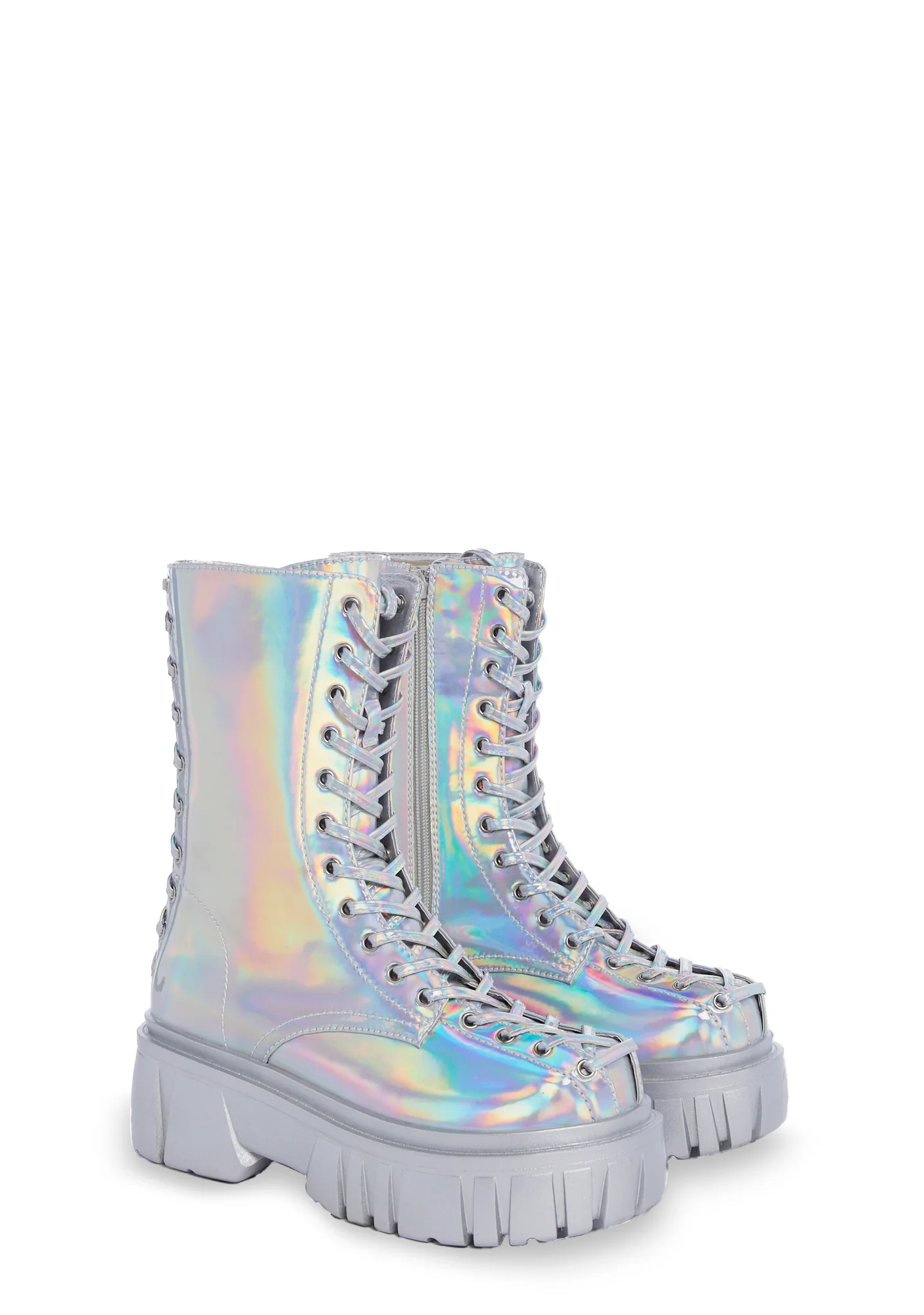 Celestial Candy Holographic Corset Boots - Silver - Image 3