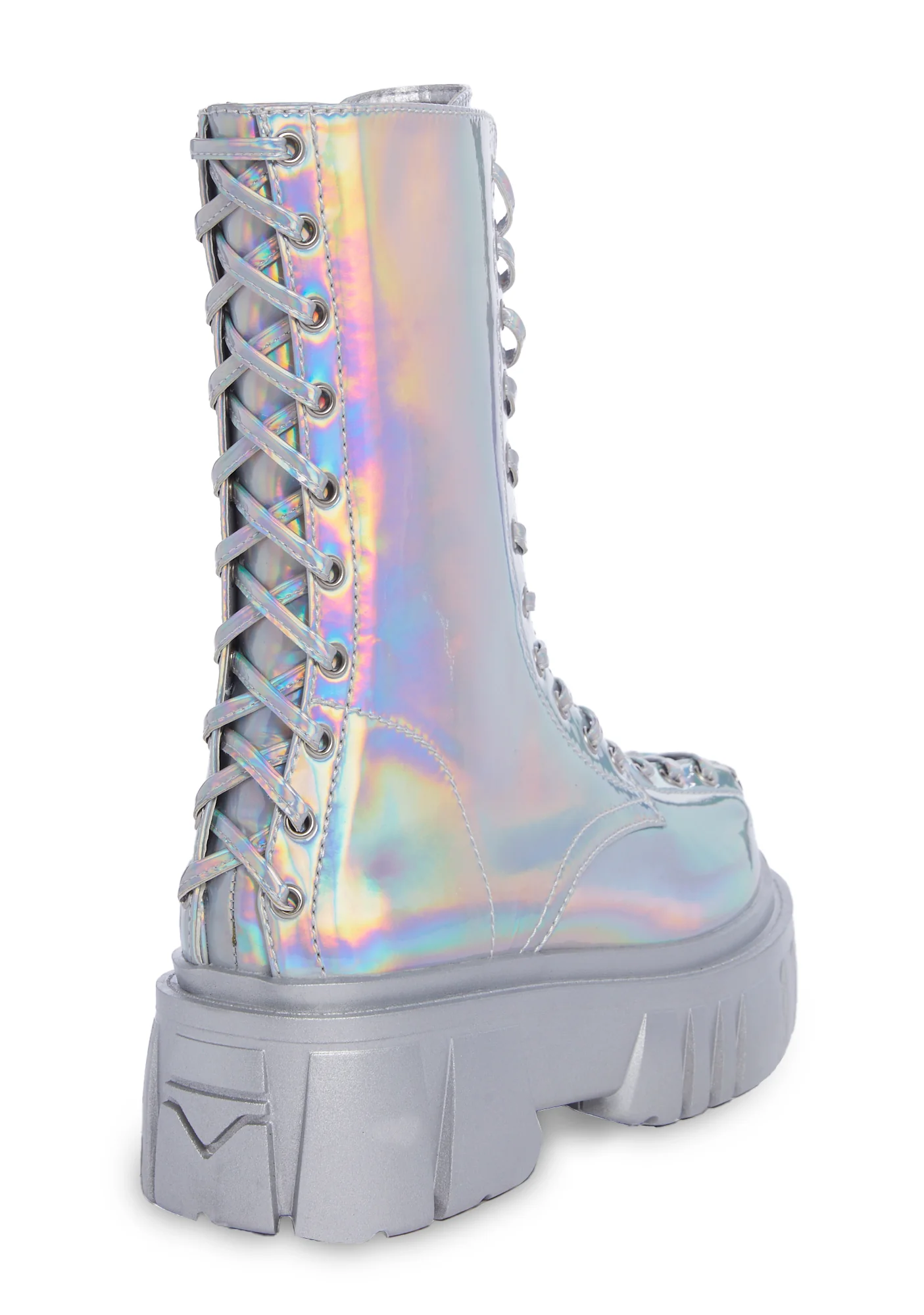 Celestial Candy Holographic Corset Boots - Silver - Image 5