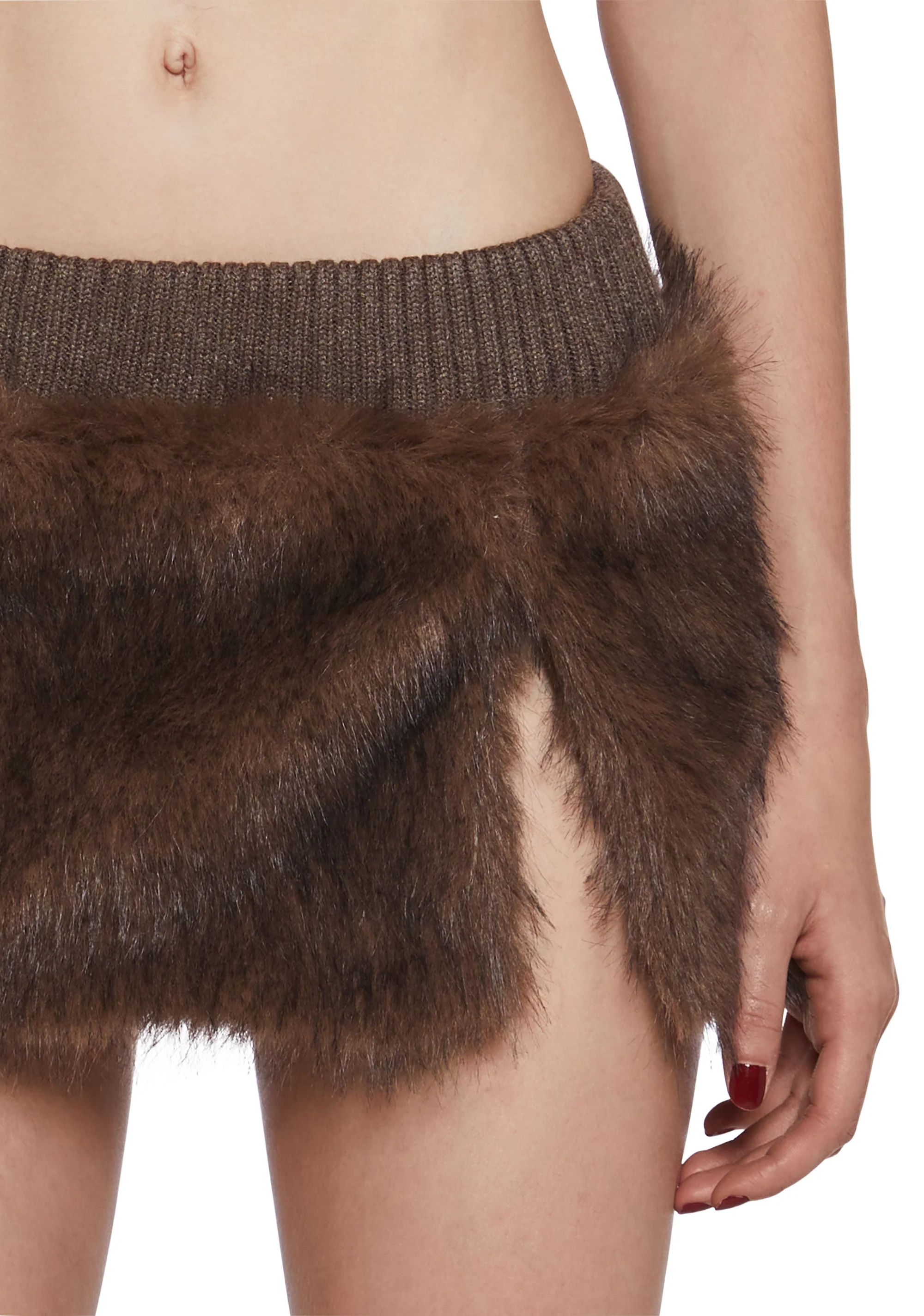 Chamber Faux Fur Mini Skirt - Dark Brown - Image 5