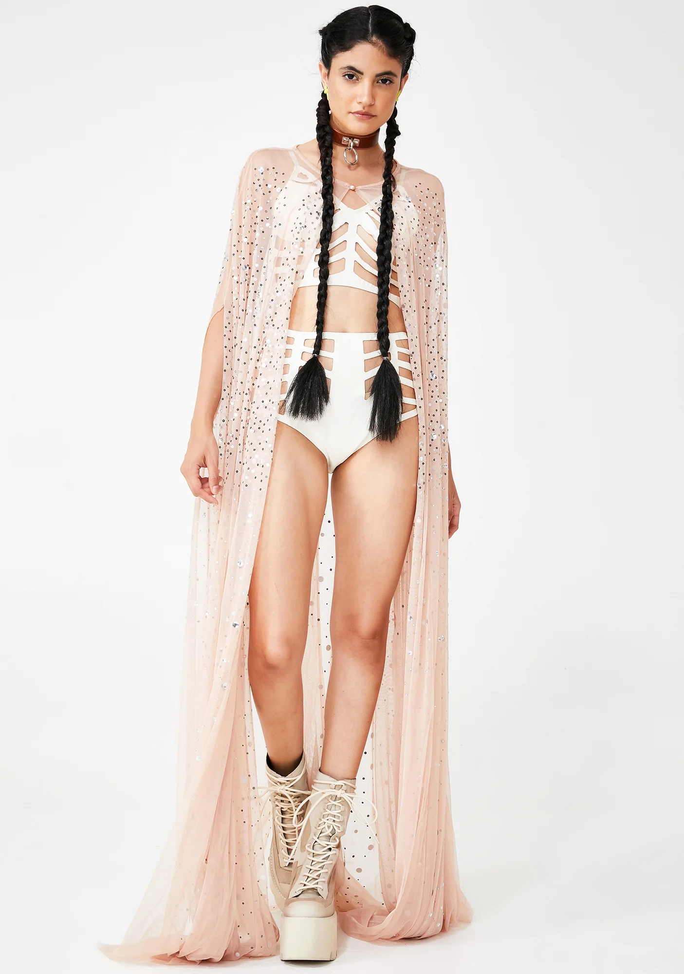 Champagne Fantasiez Mesh Cape - Image 3