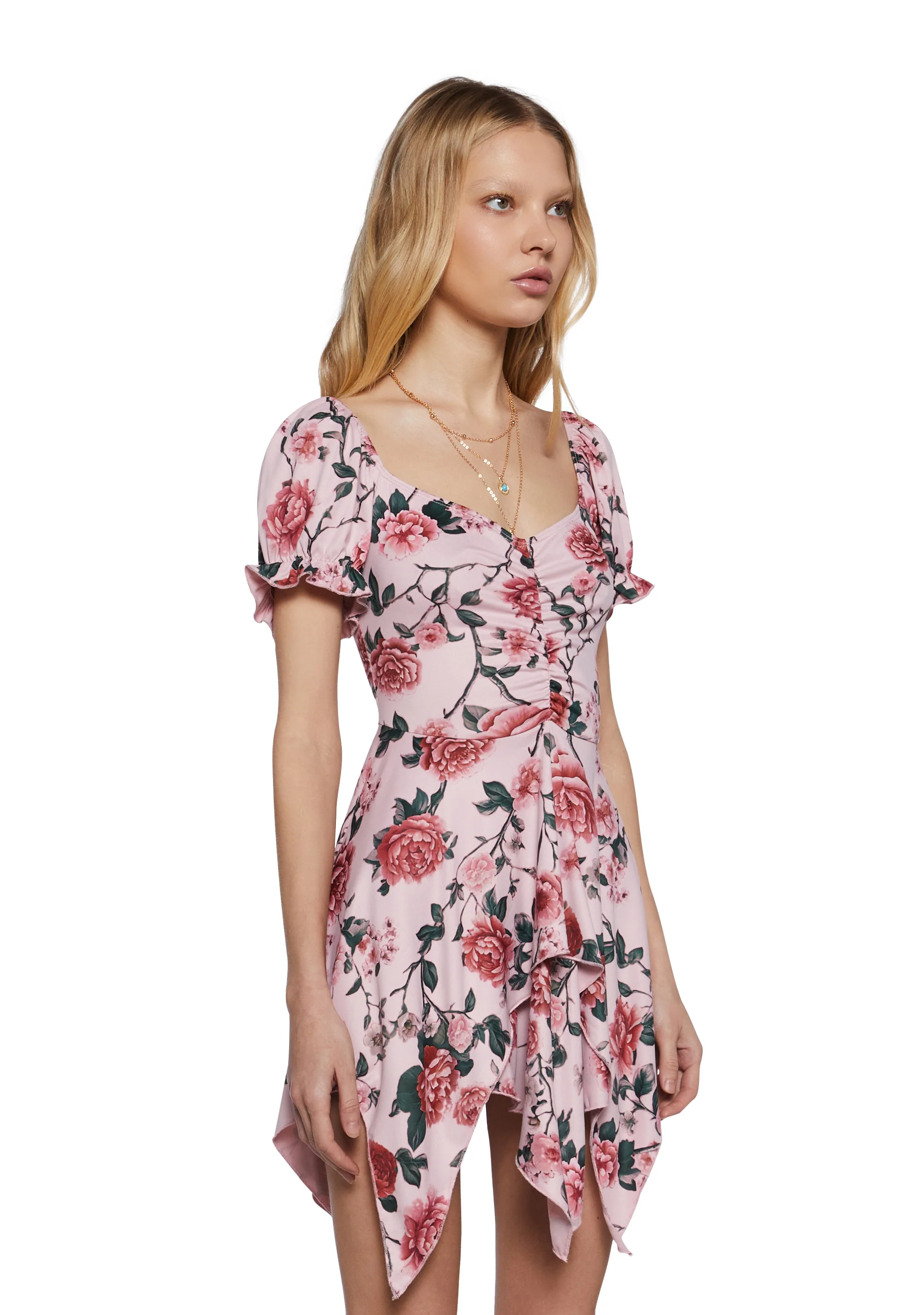 Chasin’ Rainbows Mini Dress - Pink Floral - Image 3
