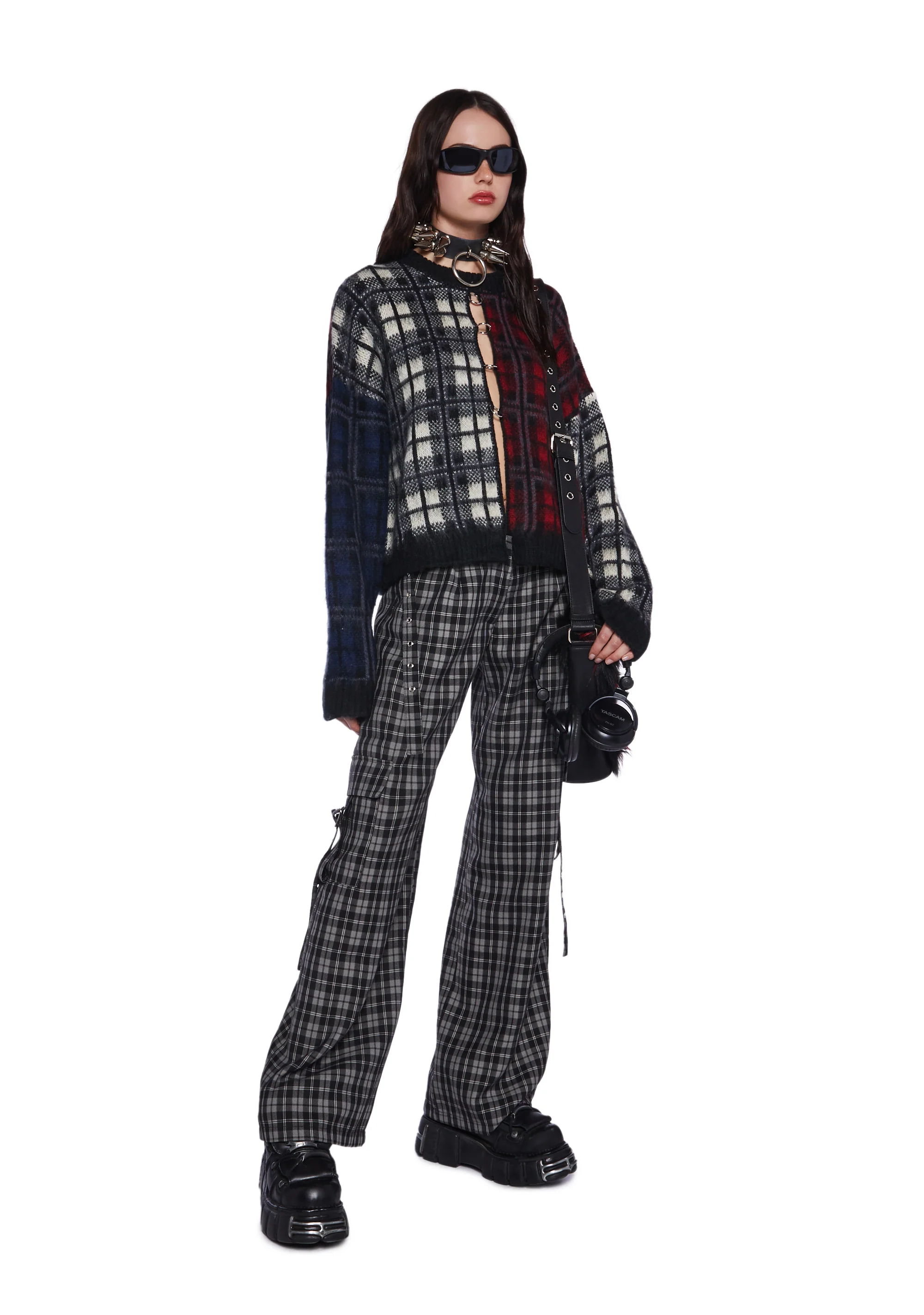 Checkered Wide Leg Trouser Pants - Image 2