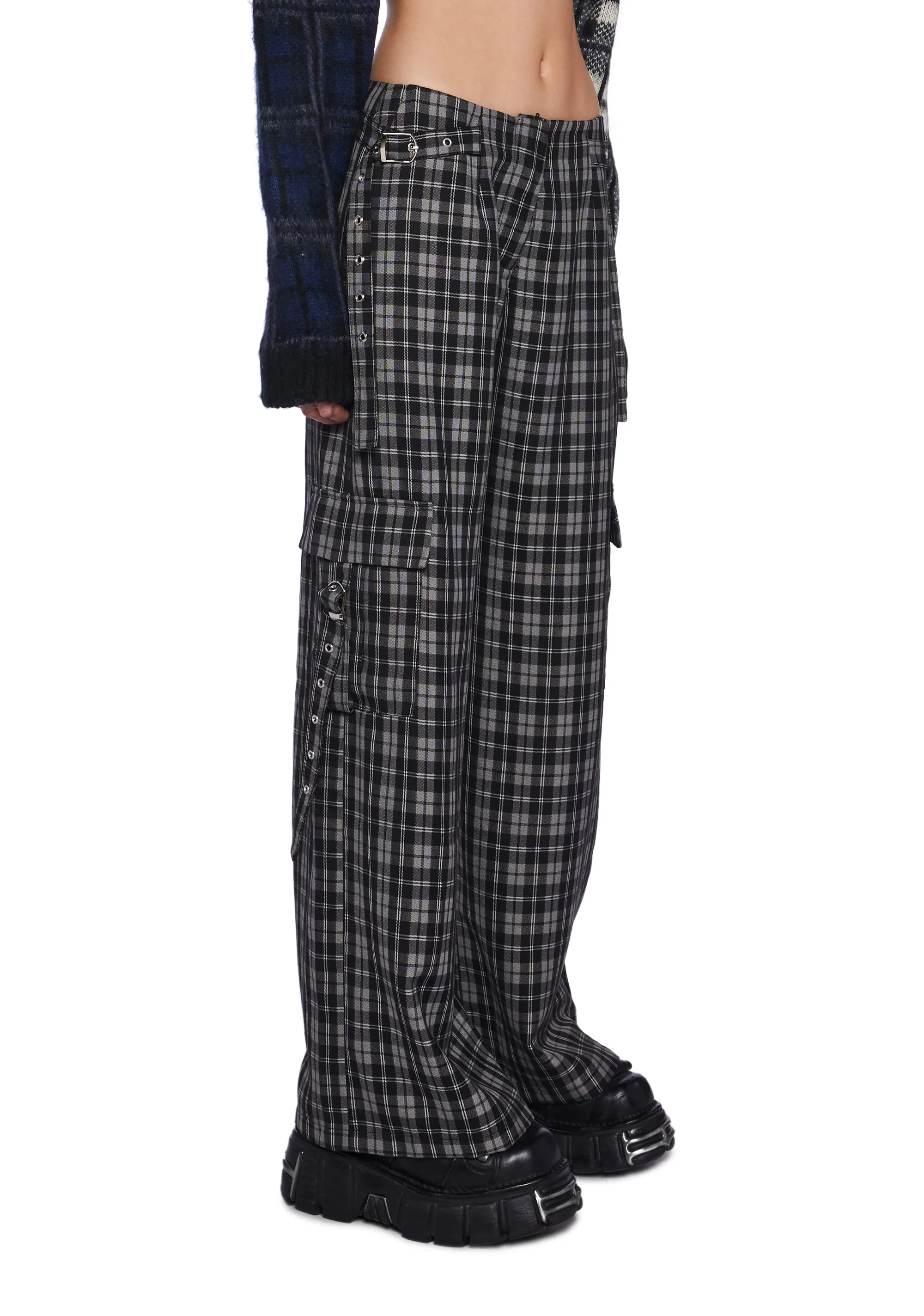 Checkered Wide Leg Trouser Pants - Image 3