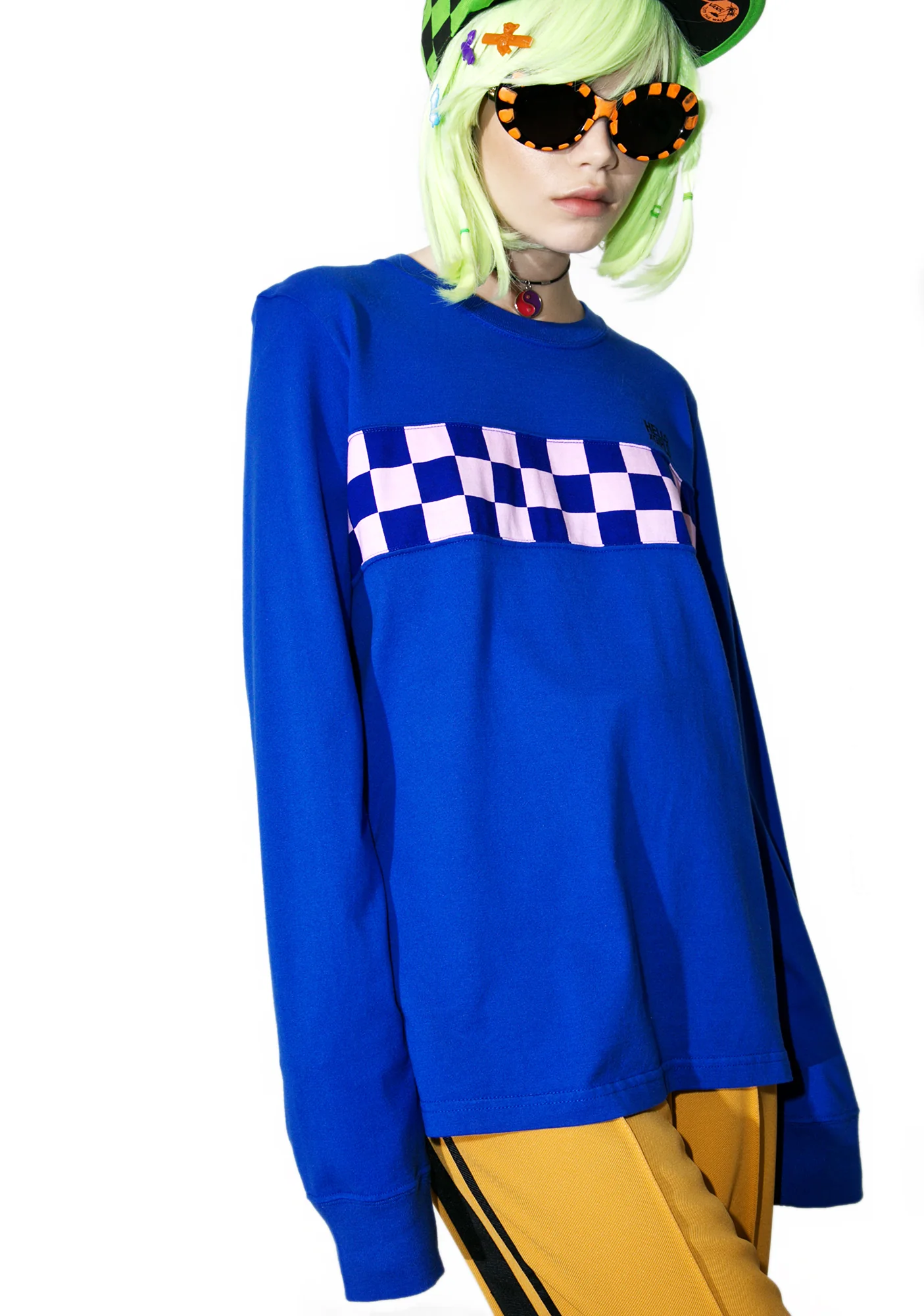 Checkered Panel Long Sleeve Tee - Image 3