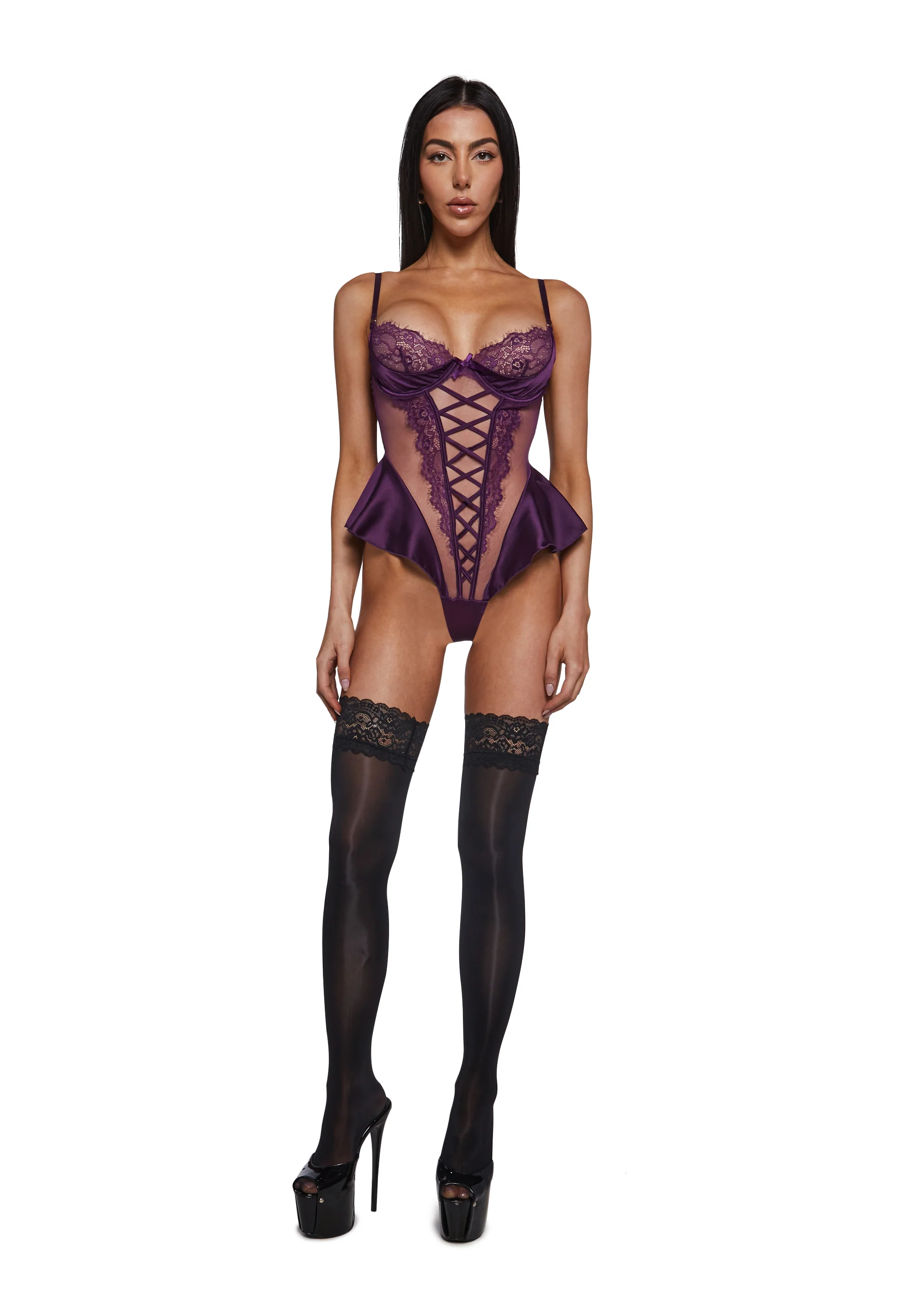 Cheri Amore Lace Teddy - Purple - Image 2