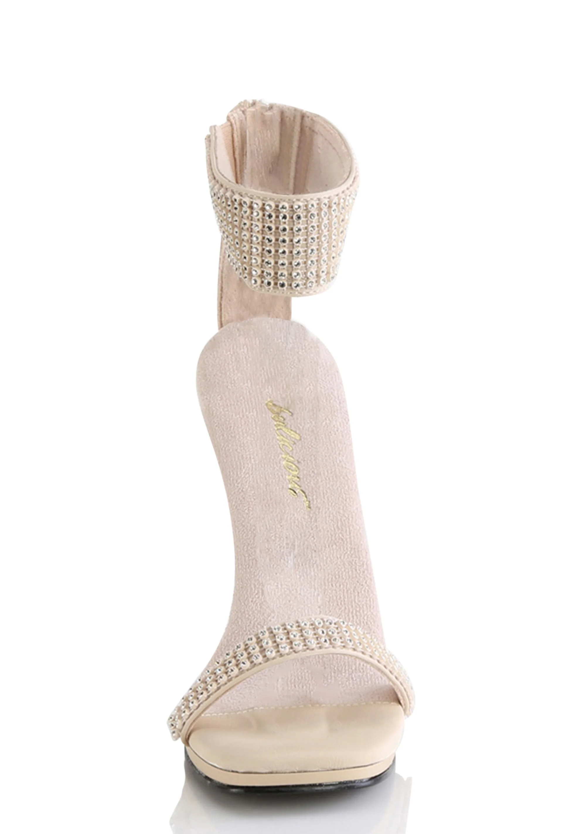 Chic-40 Platform Ankle Strap Rhinestone Sandals-Tan - Image 3