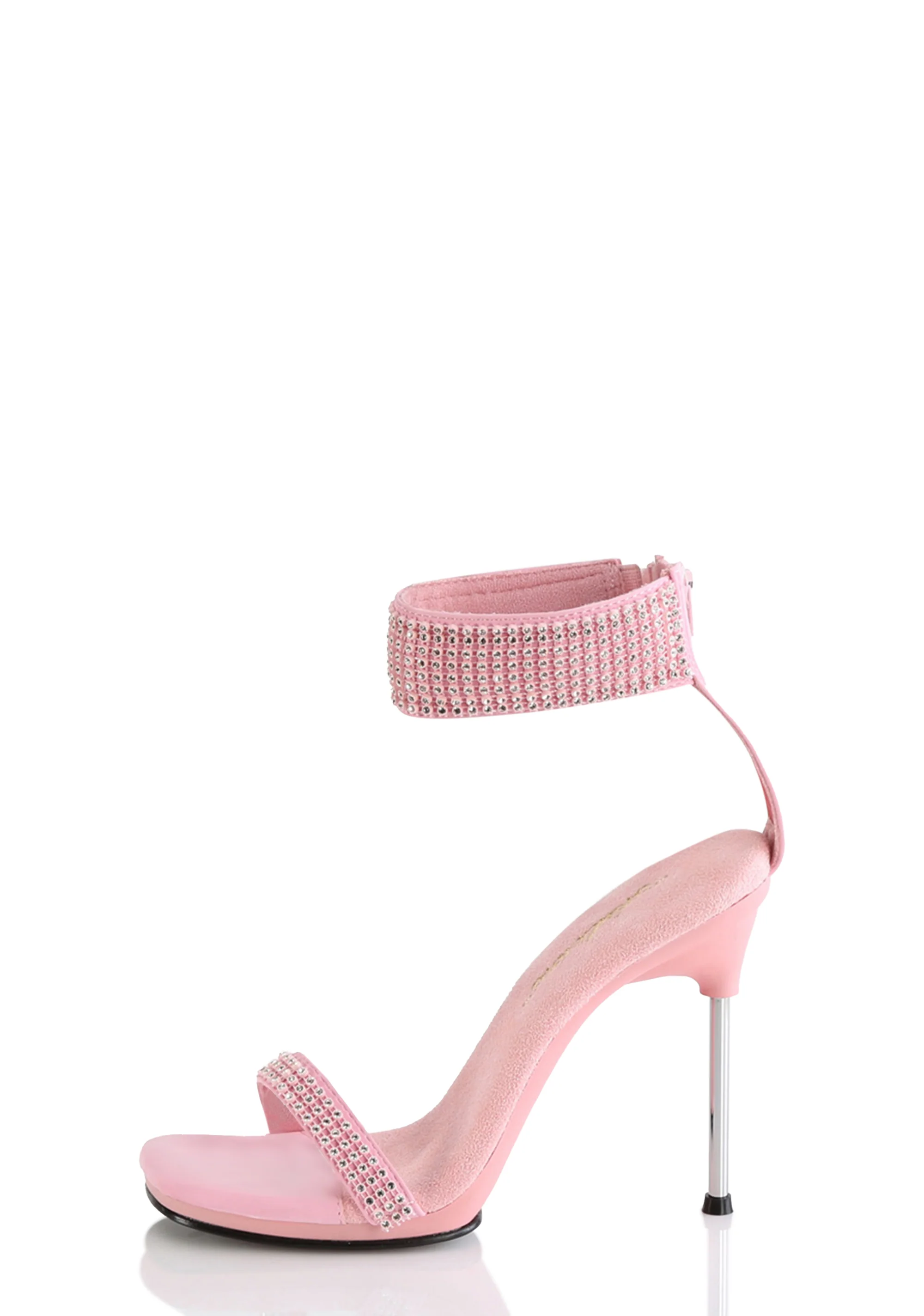 Chic-40 Platform Ankle Strap Rhinestone Sandals-Baby Pink - Image 2