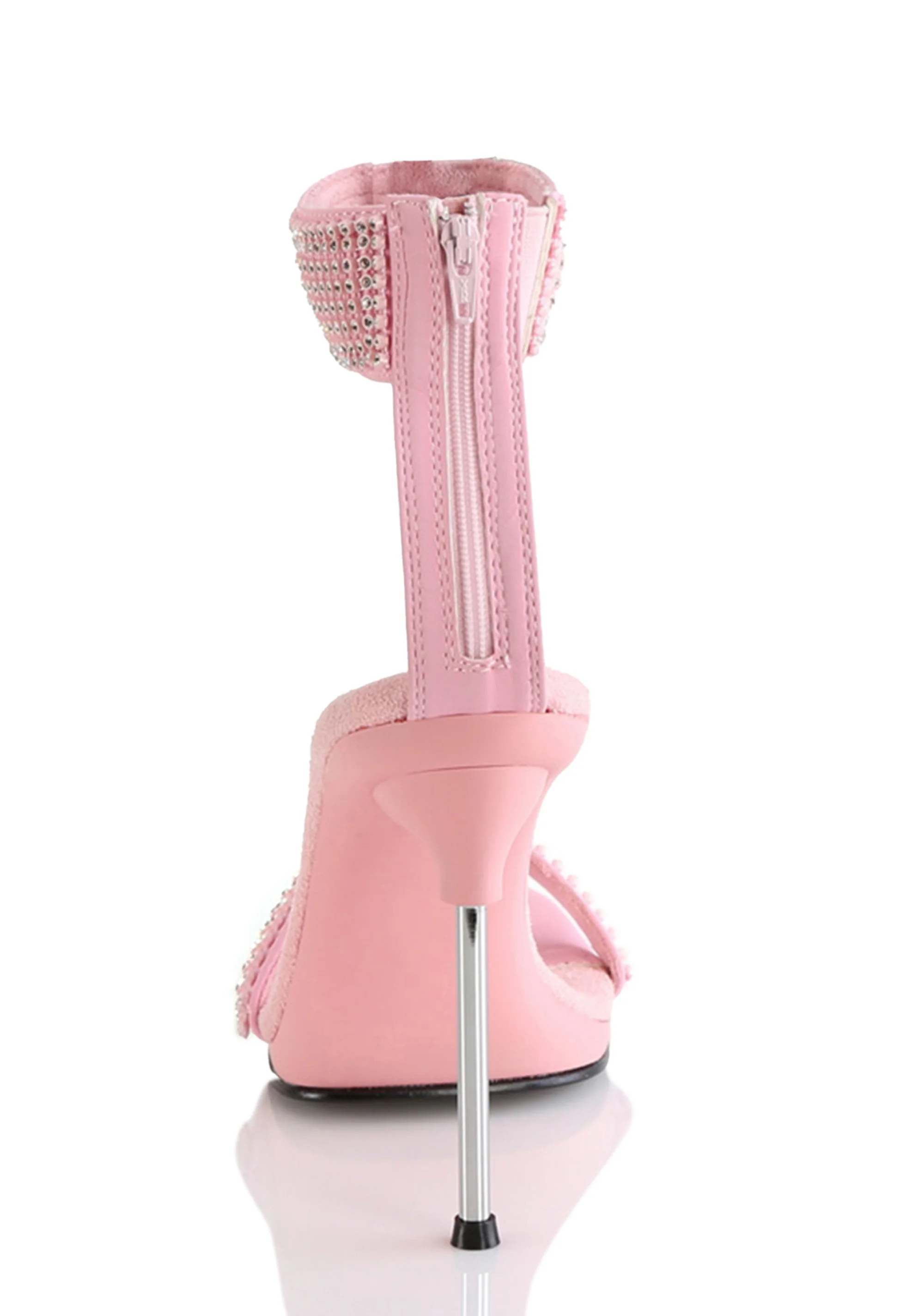 Chic-40 Platform Ankle Strap Rhinestone Sandals-Baby Pink - Image 4