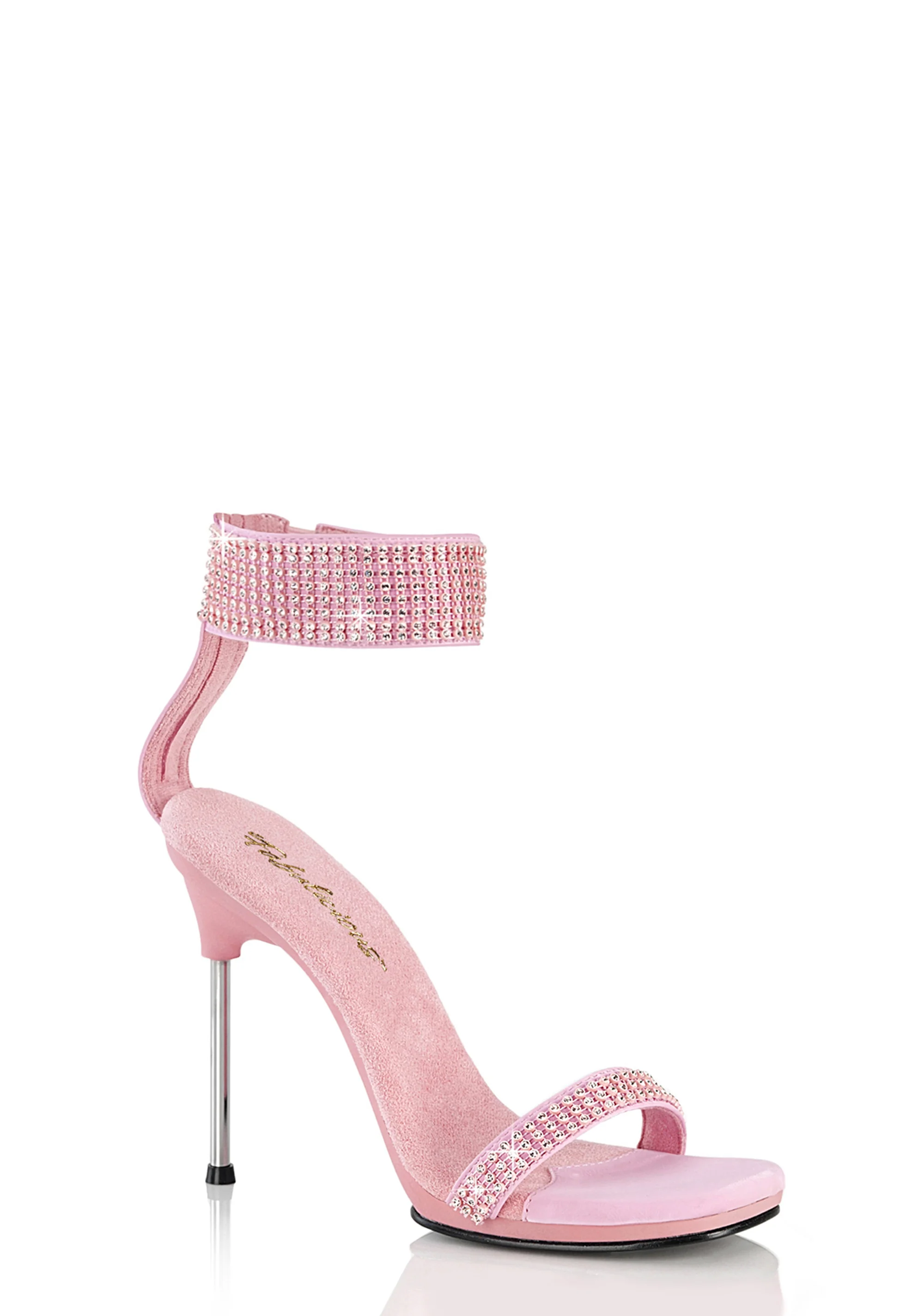 Chic-40 Platform Ankle Strap Rhinestone Sandals-Baby Pink - Image 5