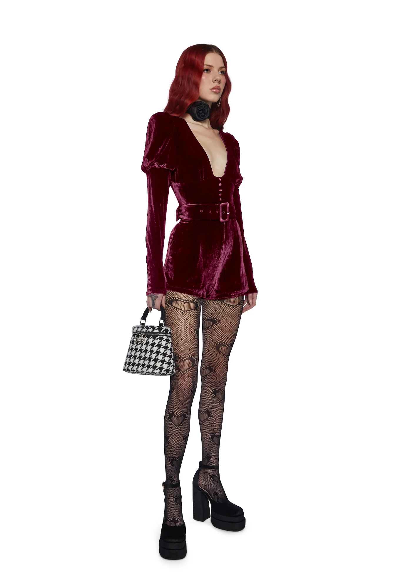 Chic Manners Velvet Romper - Pink - Image 2