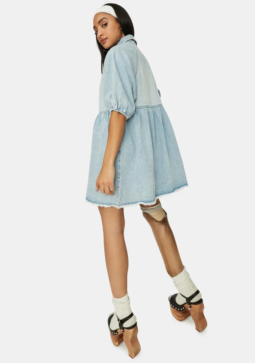Chill Till You Make It Denim Babydoll Dress - Image 4
