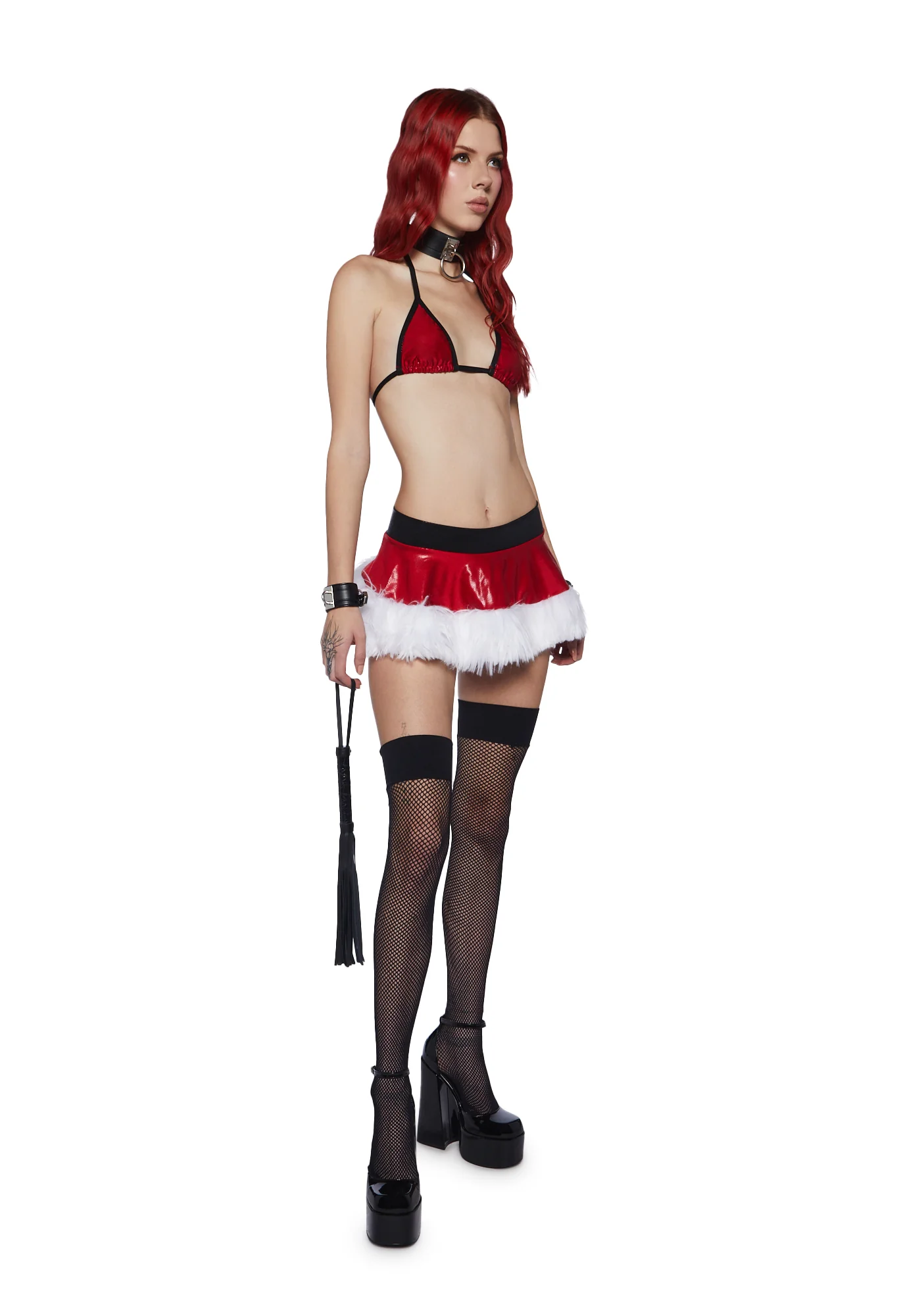 Christmas  Bikini Top  And Skirt With Pom-Poms - Image 3