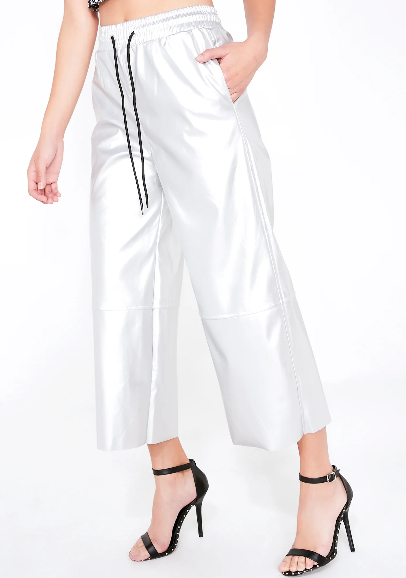 Chrome Material Addiction Cropped Pants - Image 3