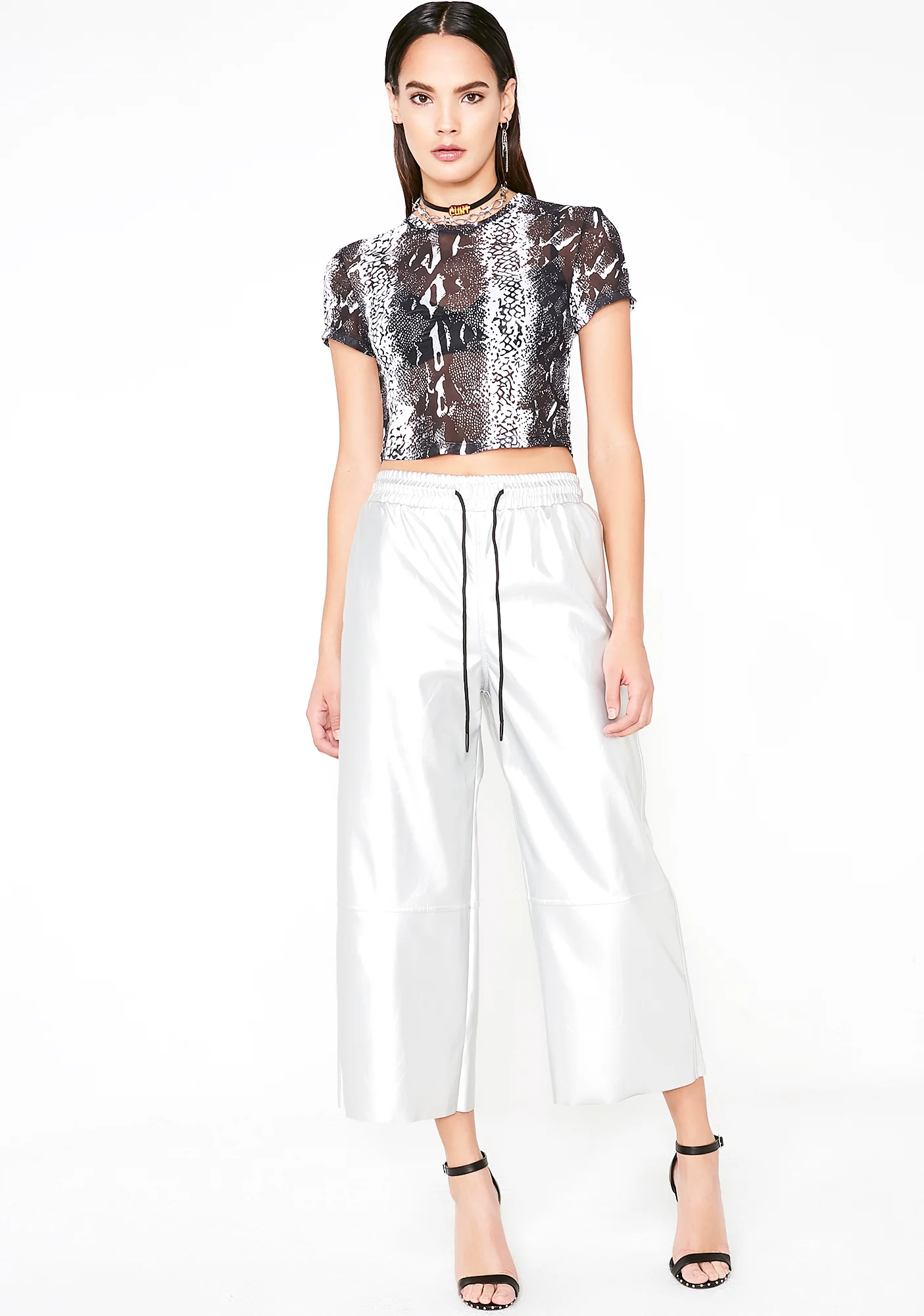 Chrome Material Addiction Cropped Pants - Image 5