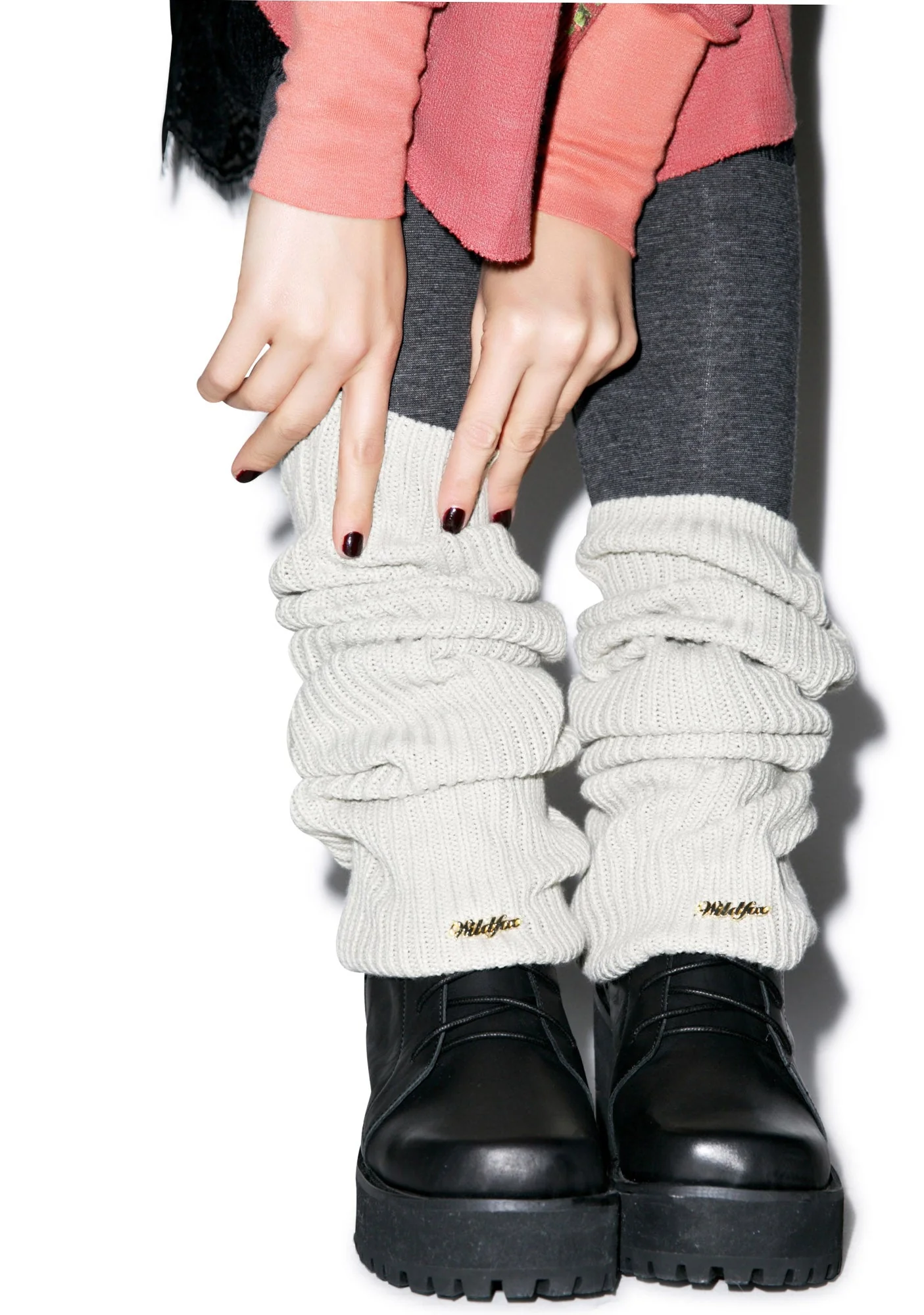 Chunky Knit Leg Warmers - Light Brown - Image 4