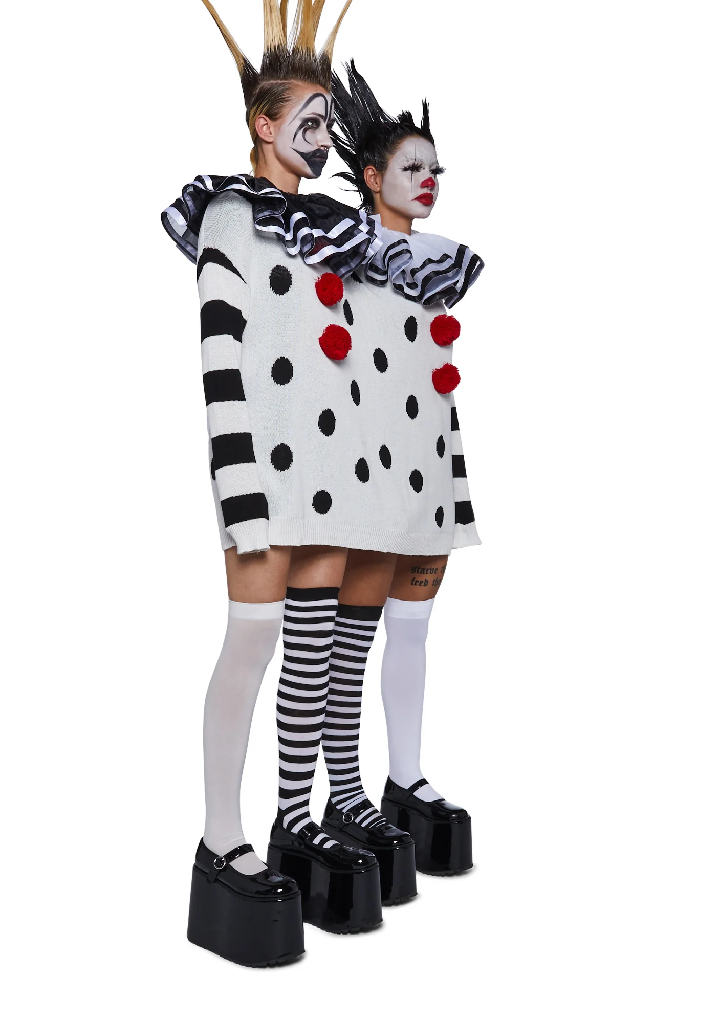 Clown Trouble Knit Sweater Set - Black/White - Image 5