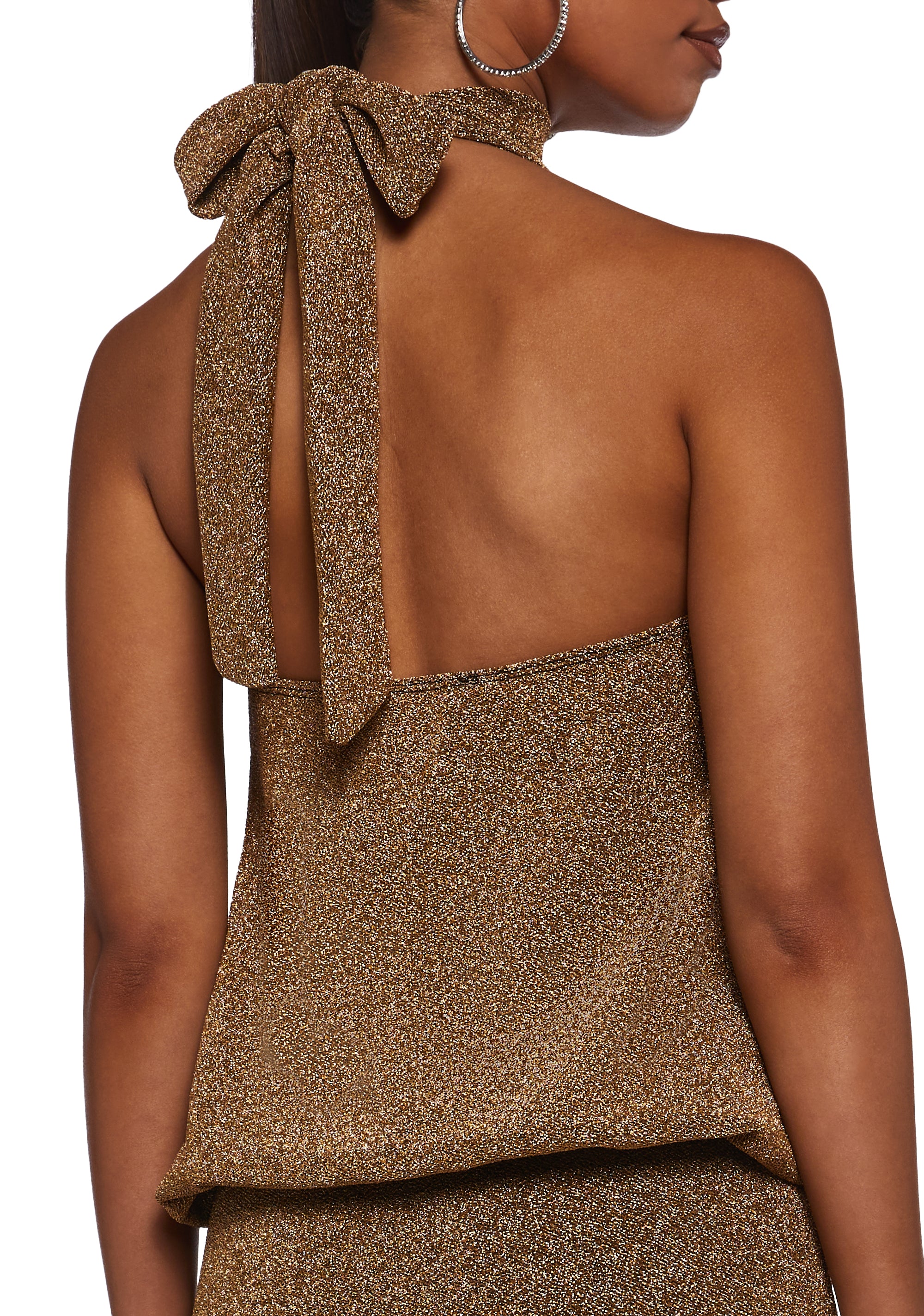 Club Moves Halter Dress - Gold Glitter - Image 5