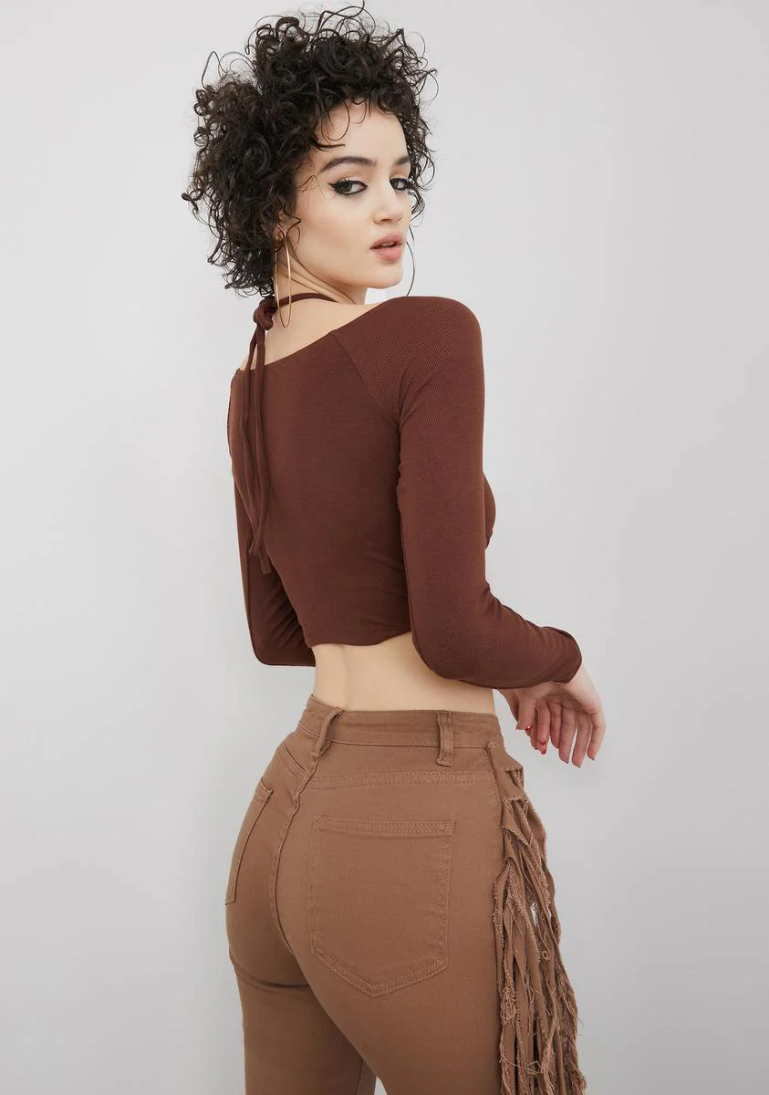 Coffee Hit My Stride Halter Crop Top - Image 4