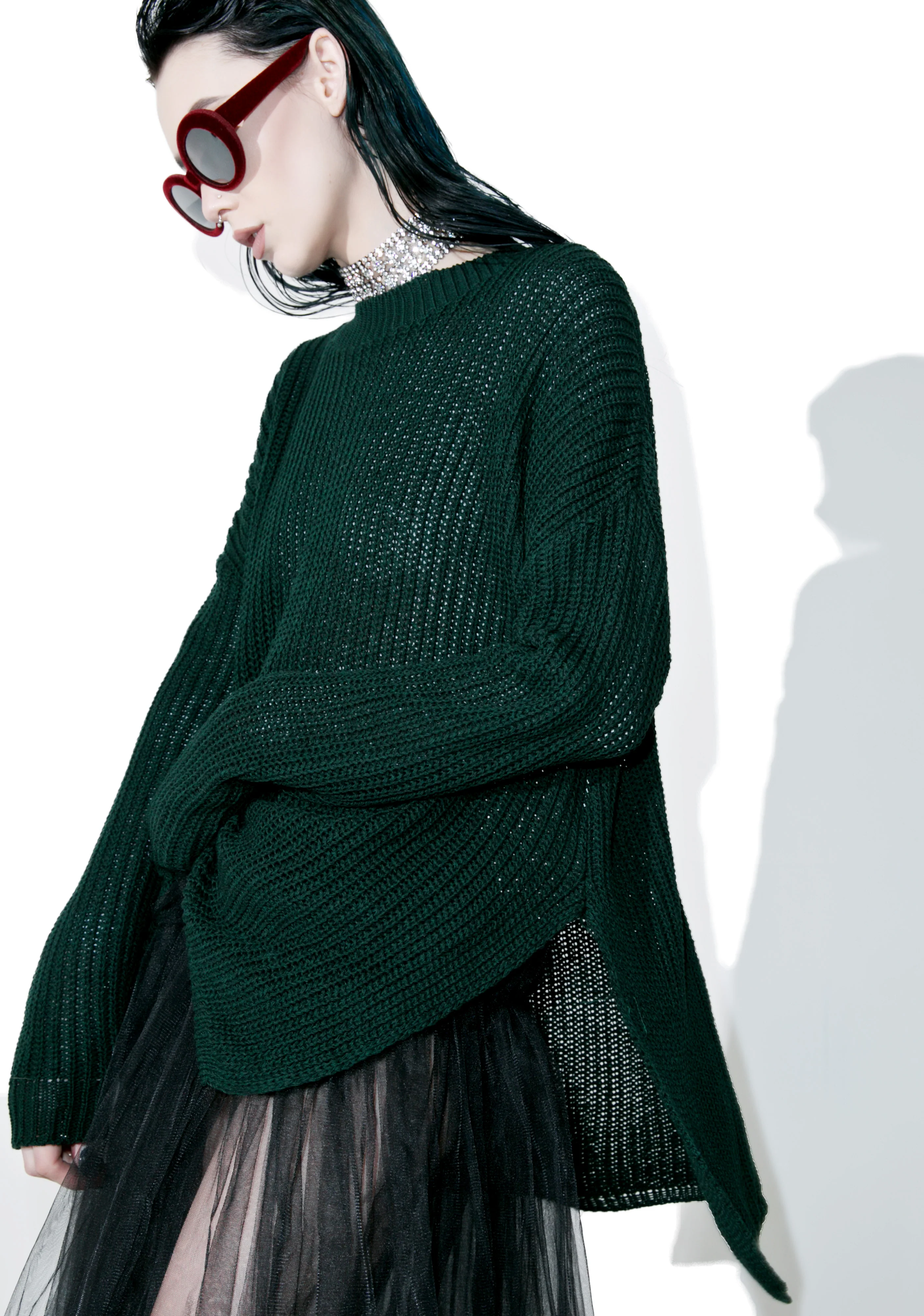 Collaboration High-Lo Split Sweater - Image 3