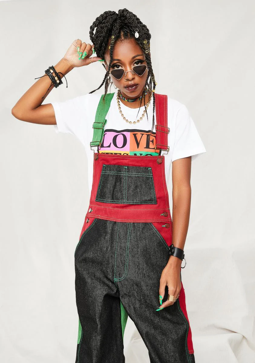 Color Block Denim Overall - Image 2