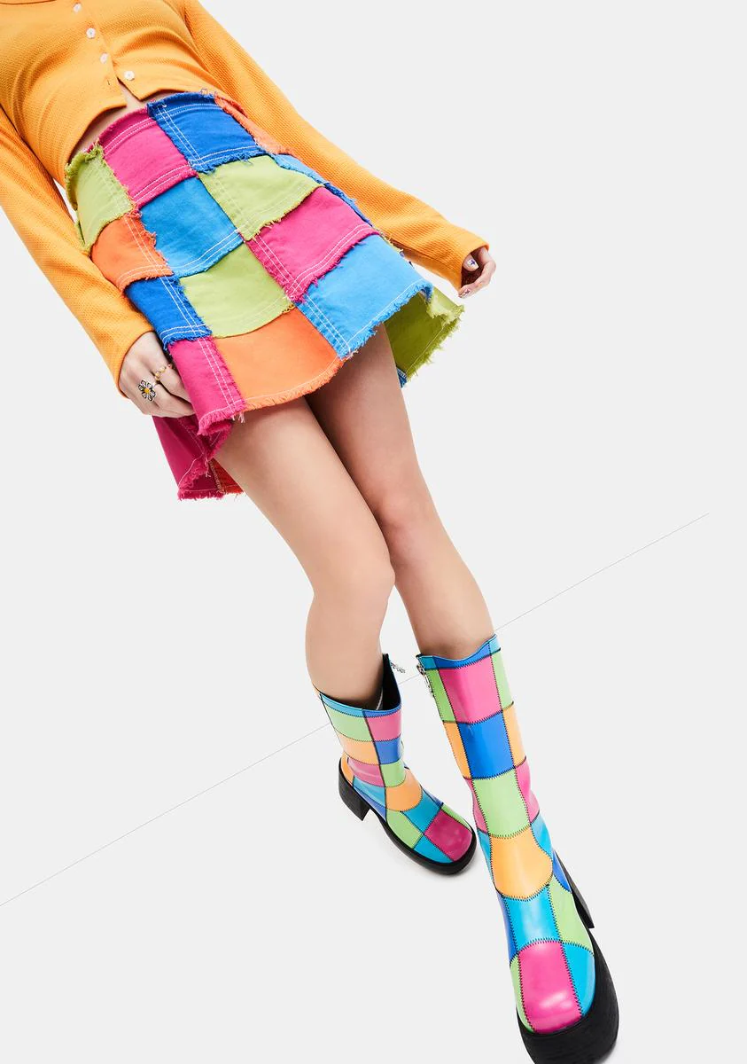 Colorful Life Patchwork Mini Skirt - Image 2