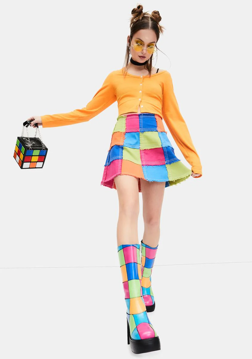 Colorful Life Patchwork Mini Skirt - Image 3