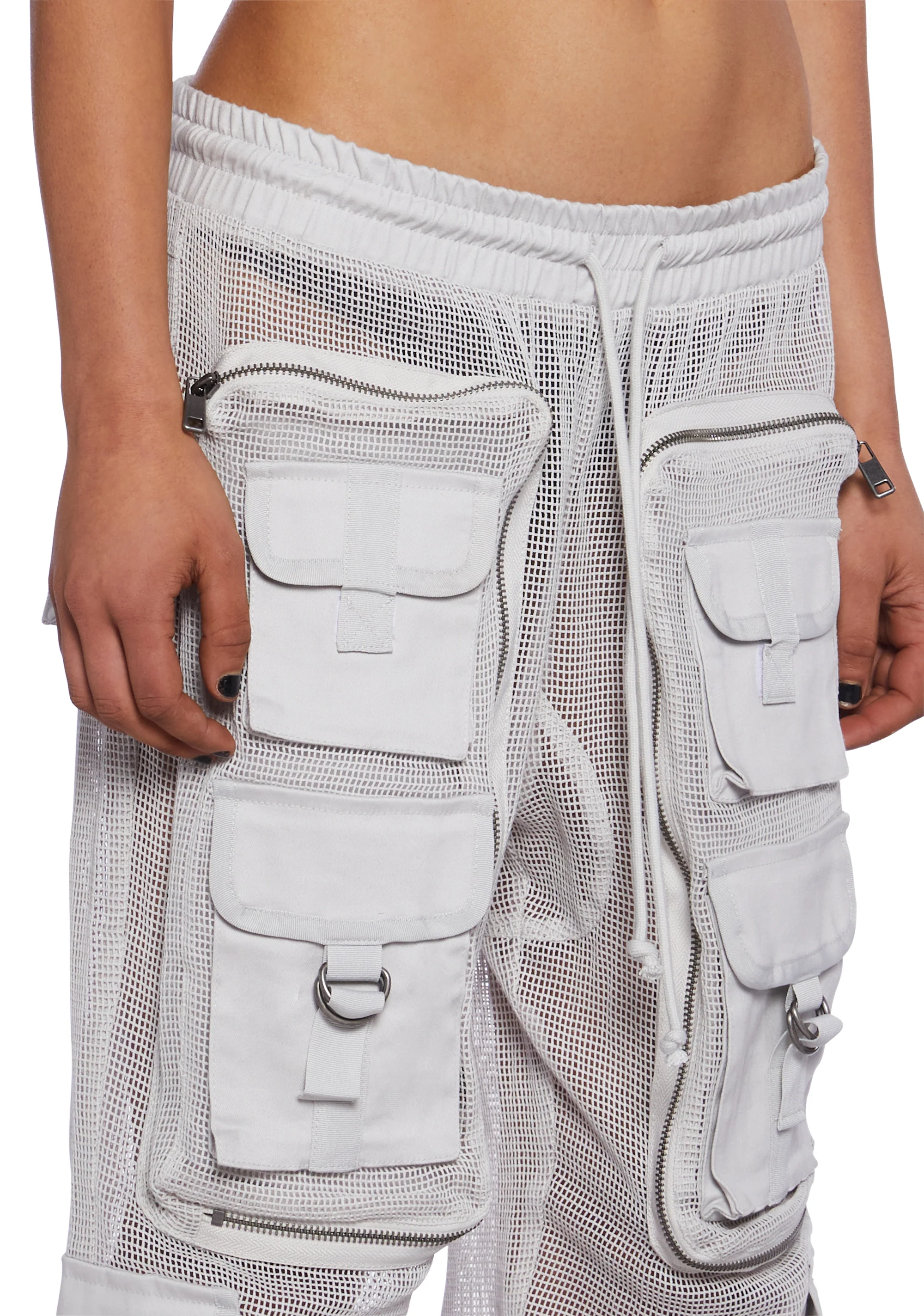 Complex Nights Fishnet Cargo Pants - Gray - Image 5