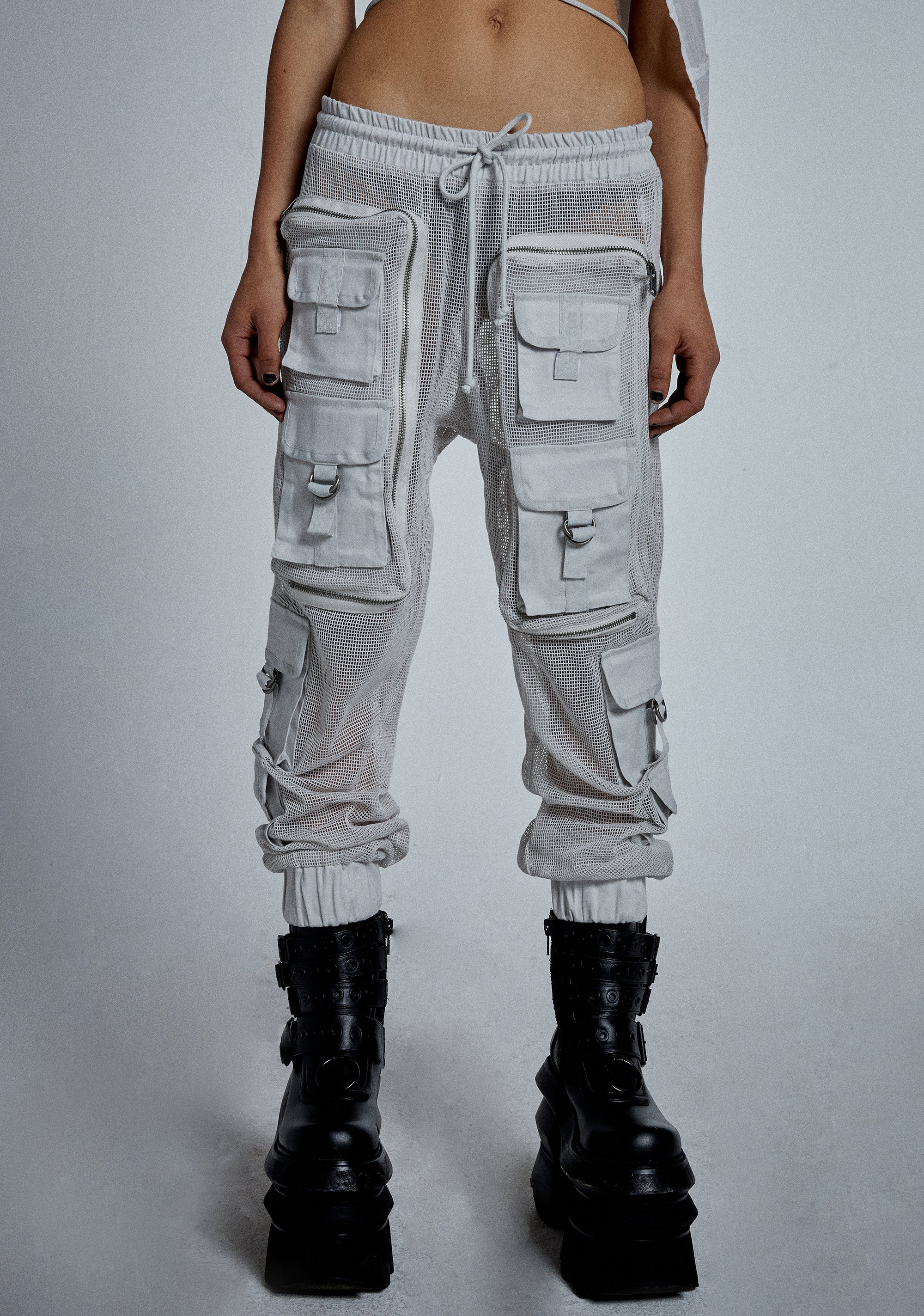 Complex Nights Fishnet Cargo Pants - Gray - Image 6