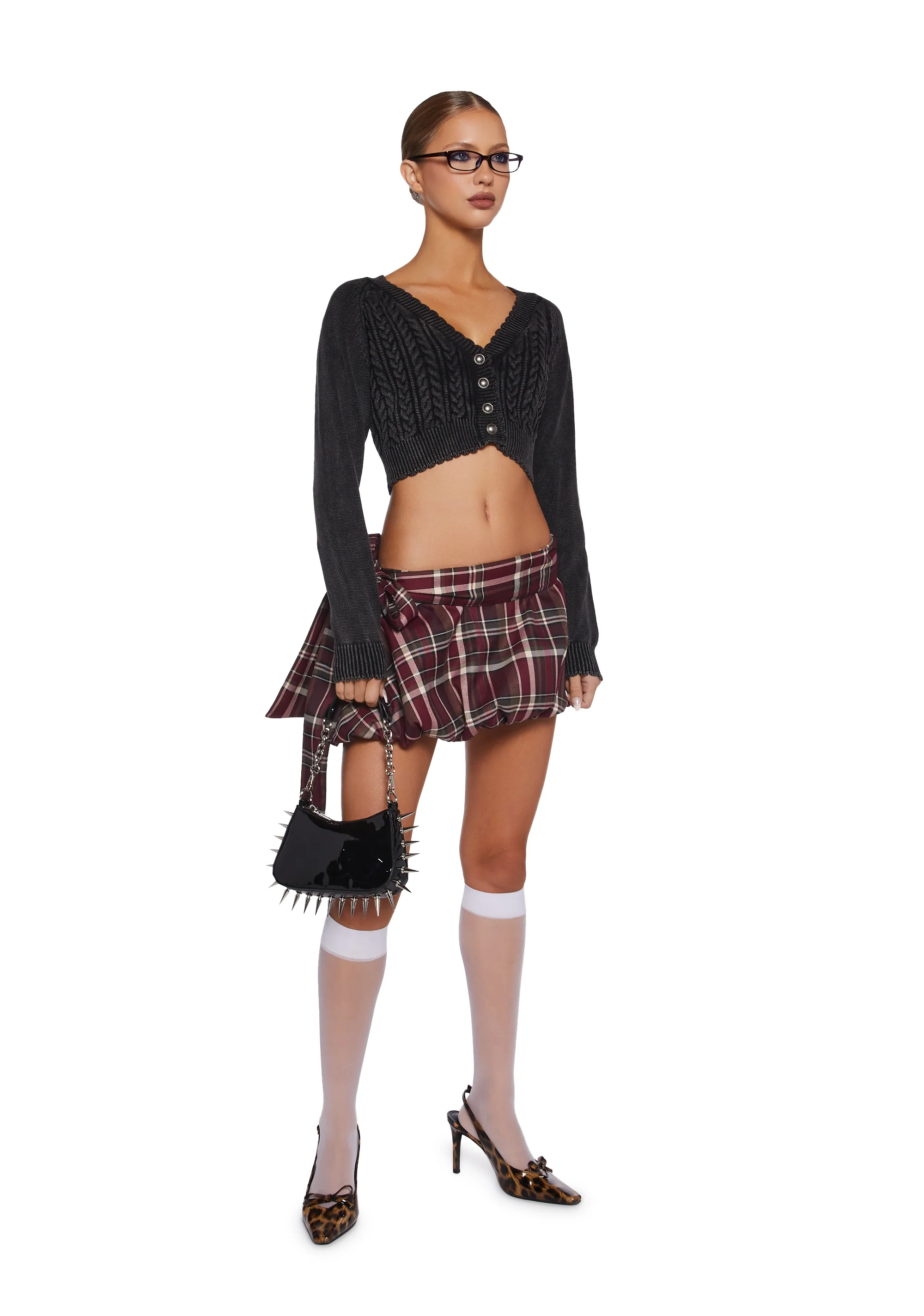 Corner Office Cropped Cardigan - Black - Image 2