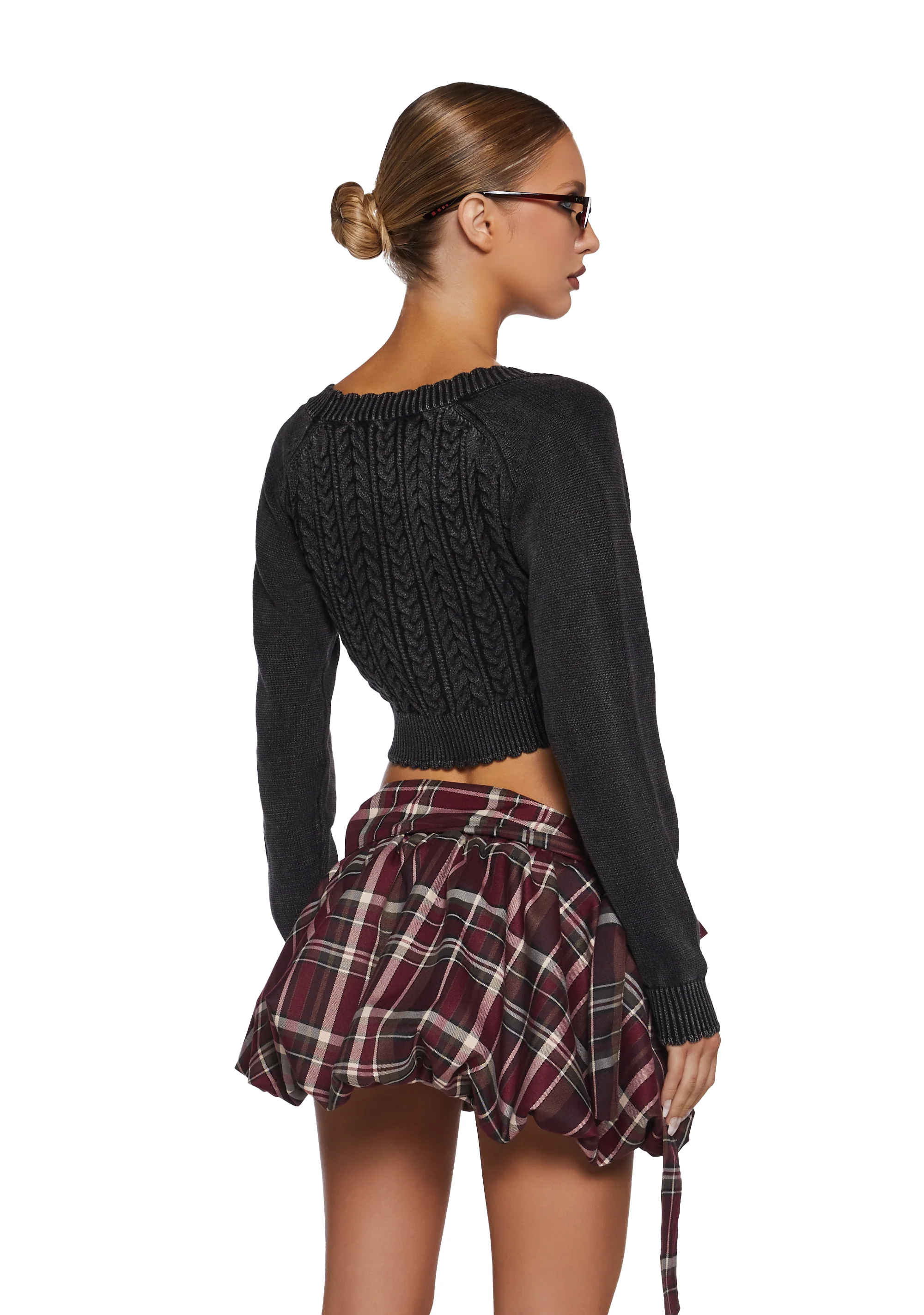 Corner Office Cropped Cardigan - Black - Image 4