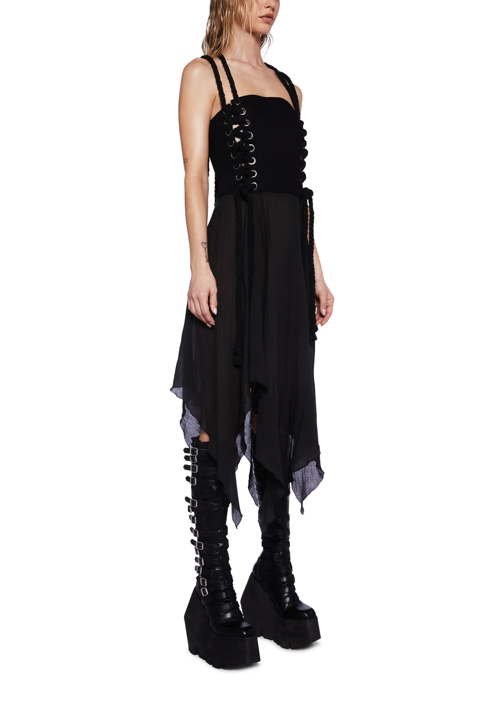 Pitch Twill Corset Midi Dress - Image 5