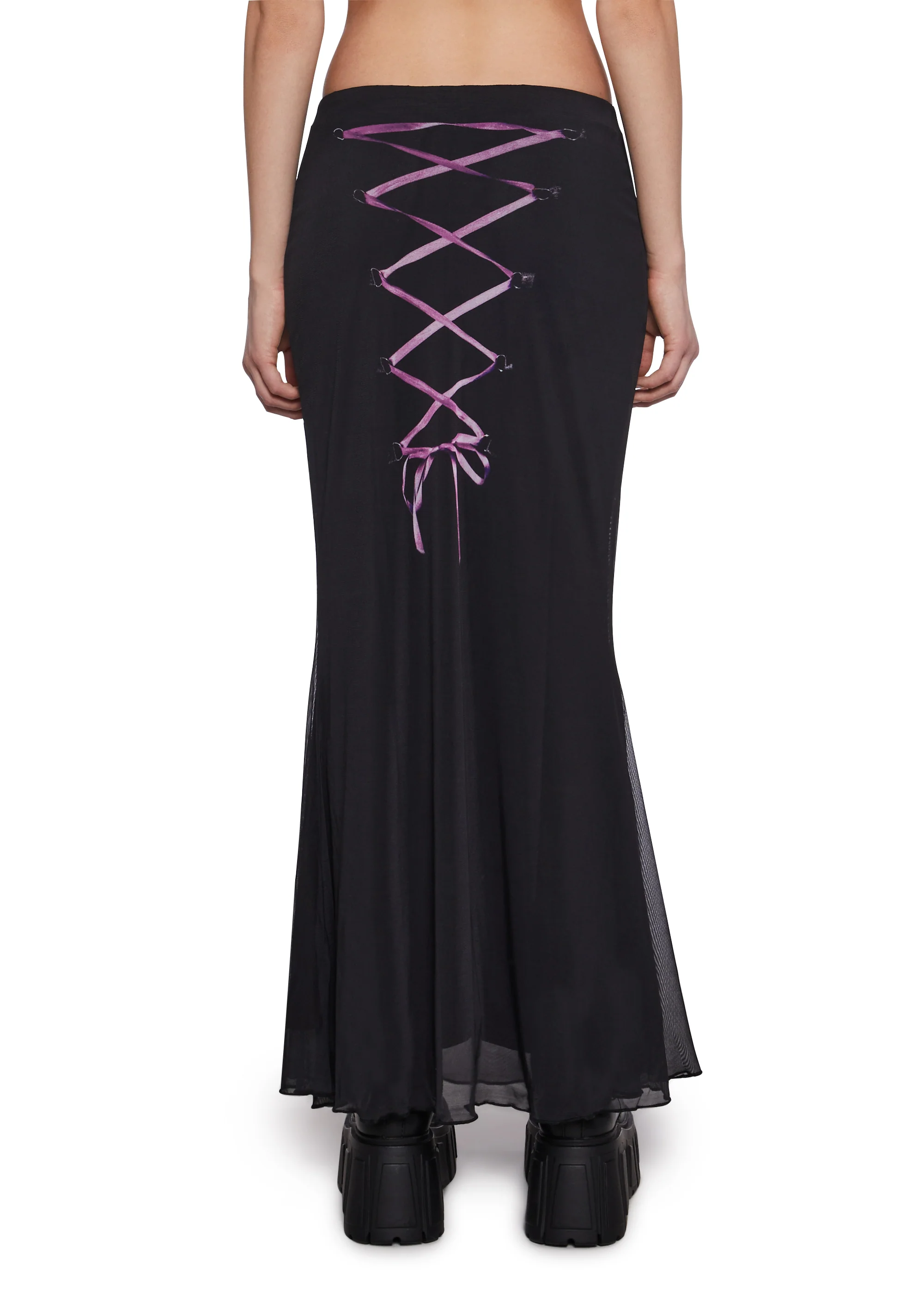 Corset Print Mesh Maxi Skirt - Image 2