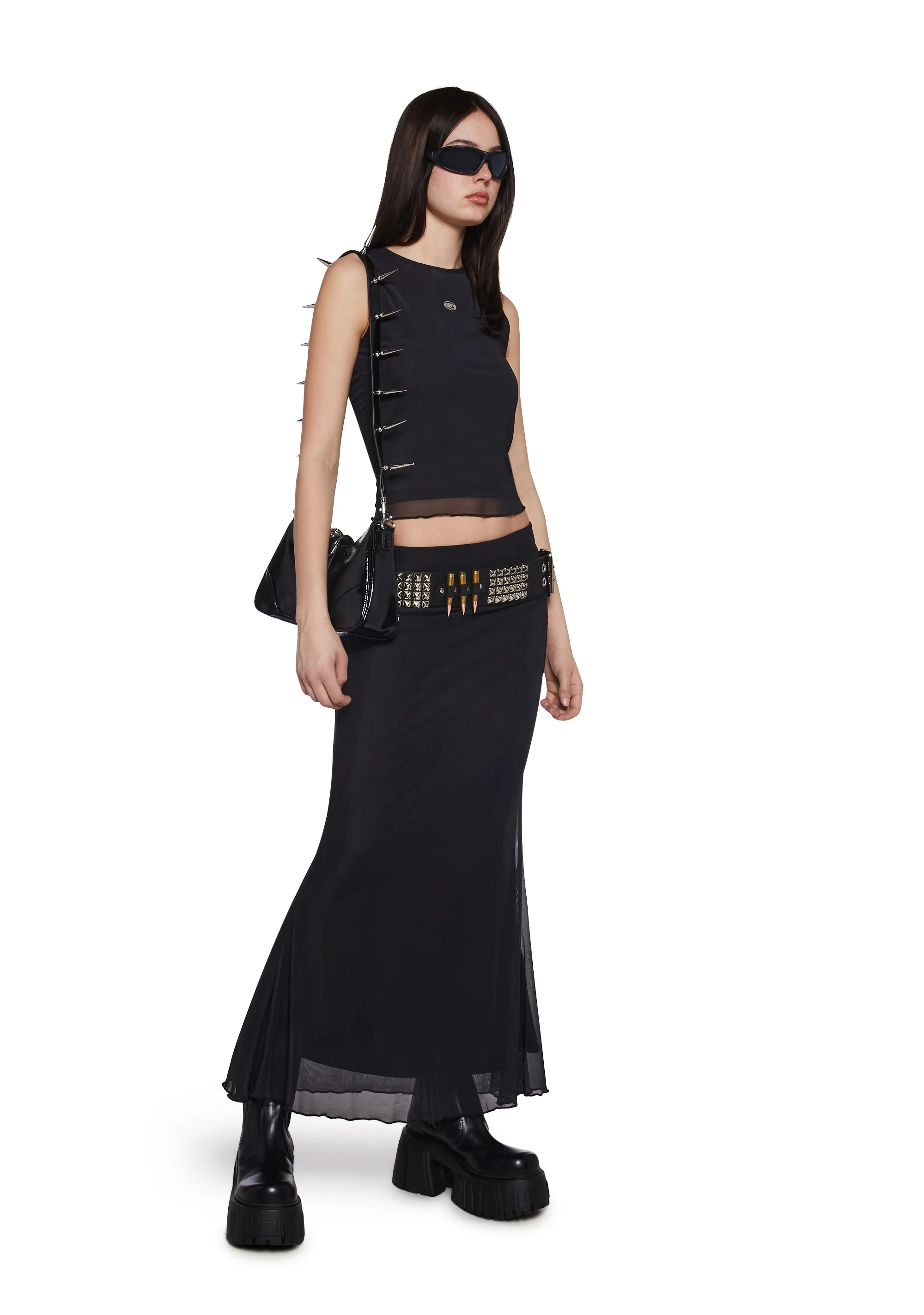 Corset Print Mesh Maxi Skirt - Image 5