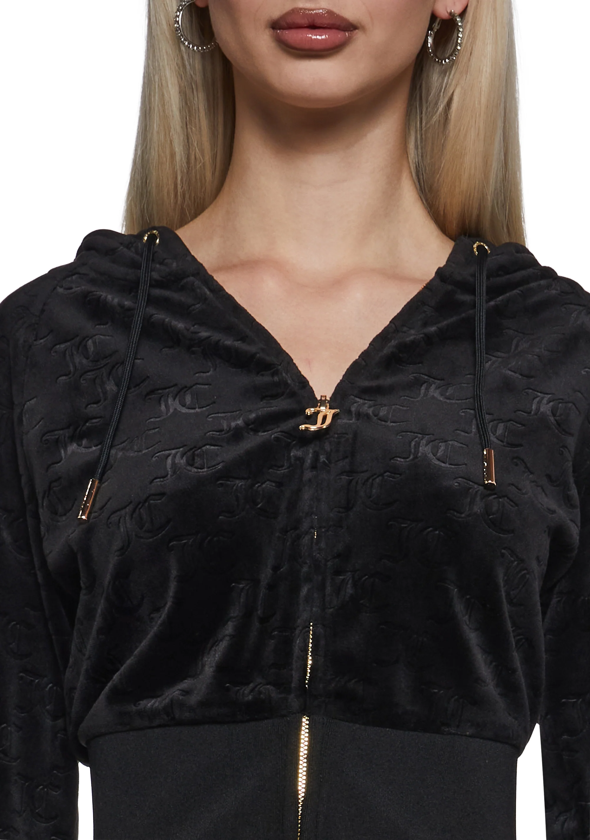 Embossed Velour Corset Hoodie - Image 5