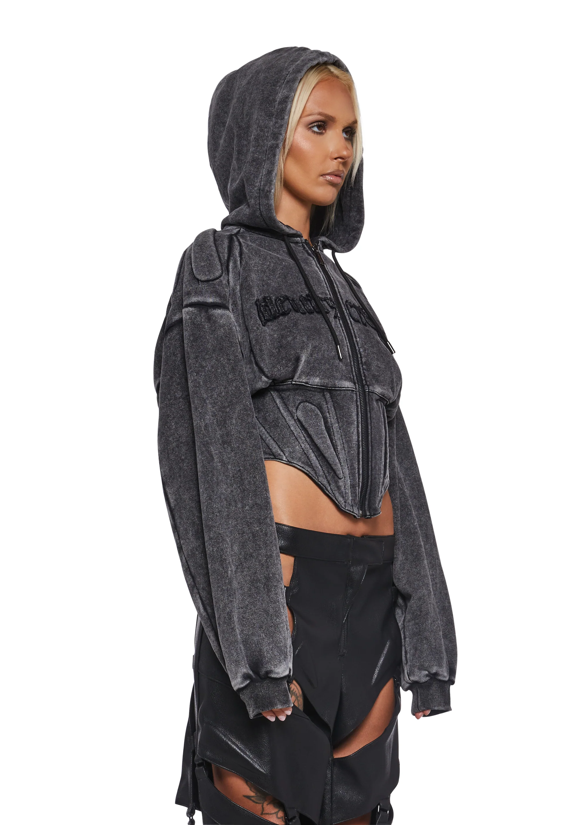 Sweat Corset Zip Hoodie - Image 3