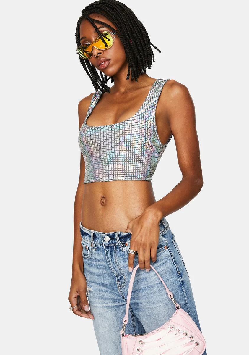 Cosmic Lover Holographic Crop Tank - Image 2