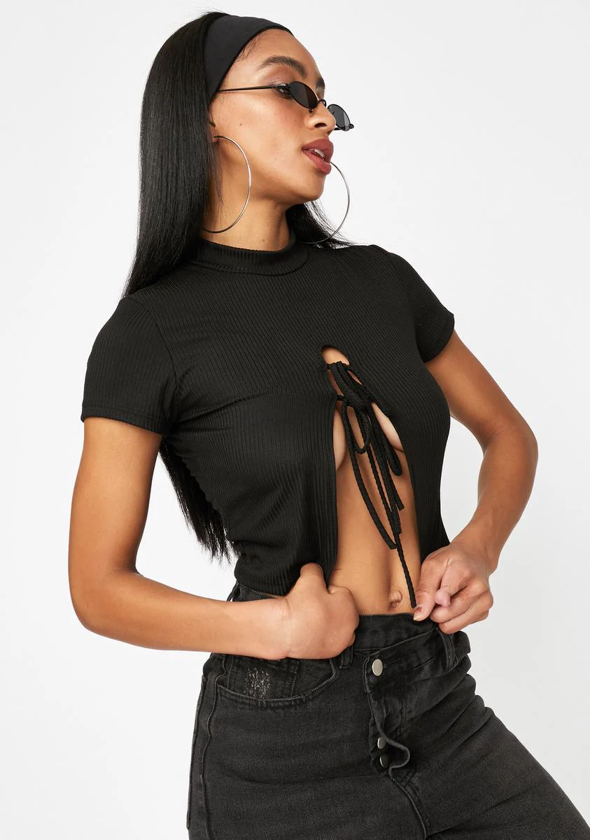 Could've Been U Front Tie Crop Tee - Image 2