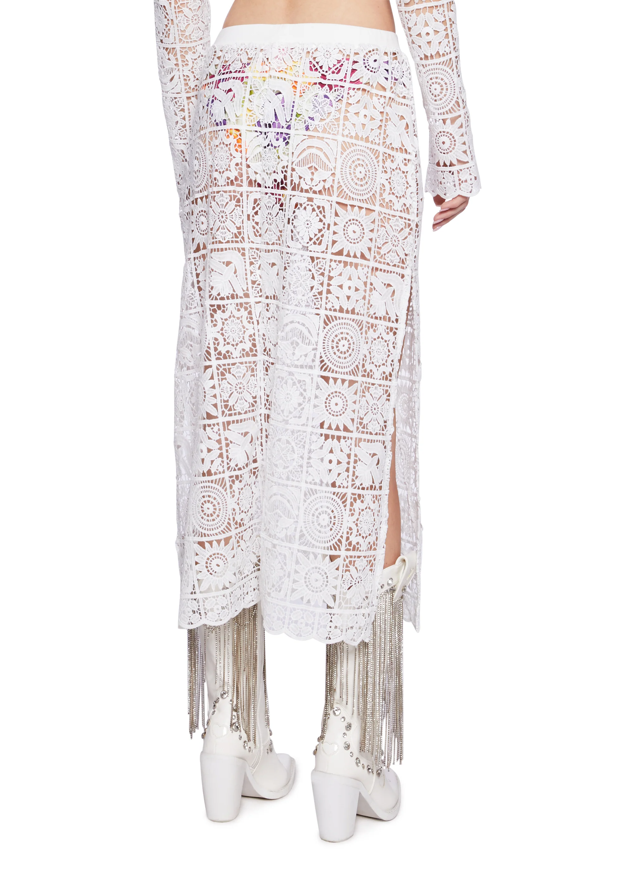 Country Charm Crochet Maxi Skirt - Image 4