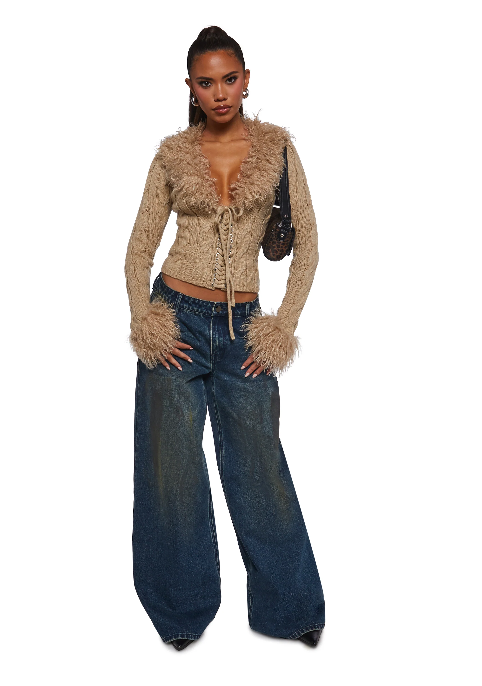 Covet Cable Knit Cardigan - Off White - Image 2